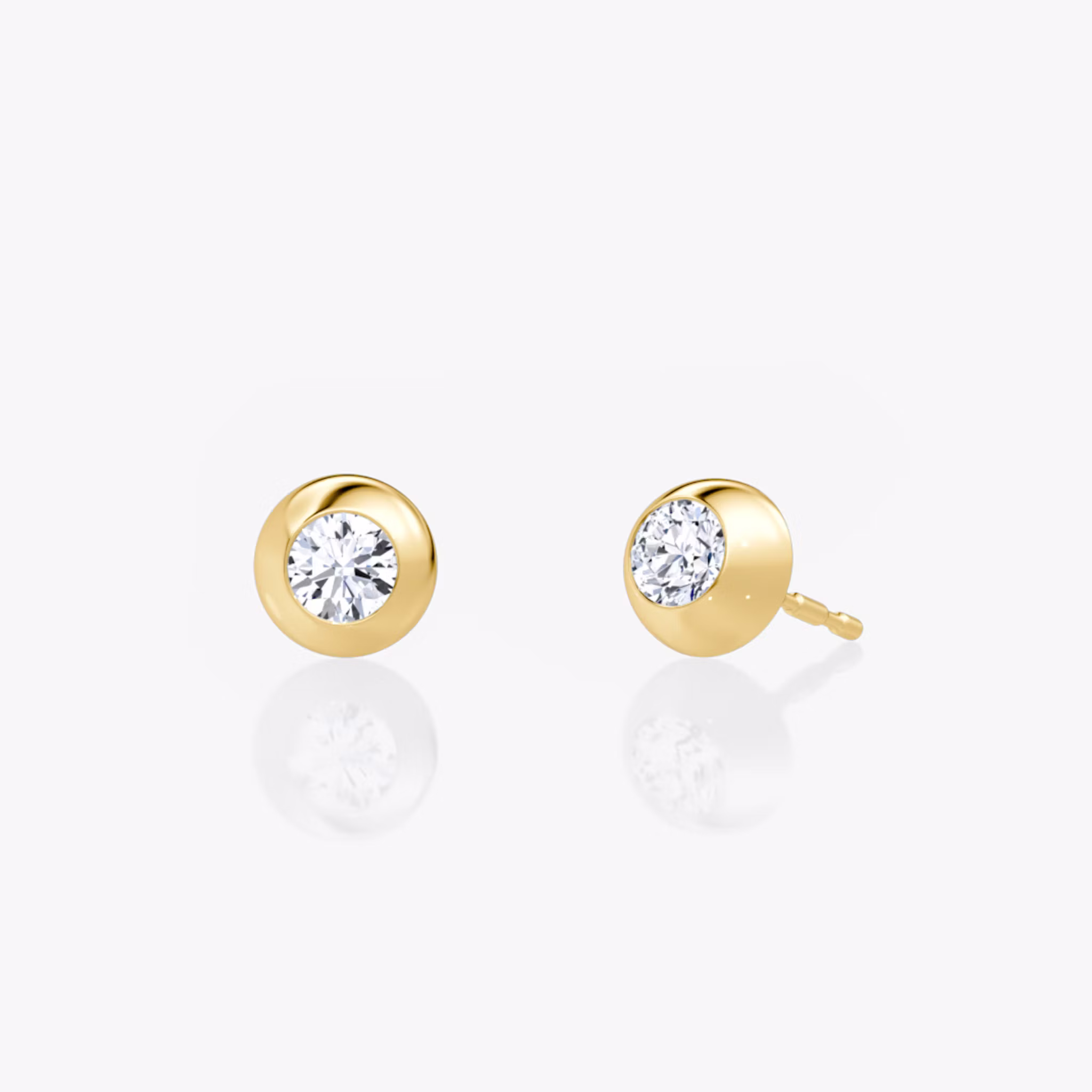 Petite Dome Studs Round Brilliant | Yellow Gold