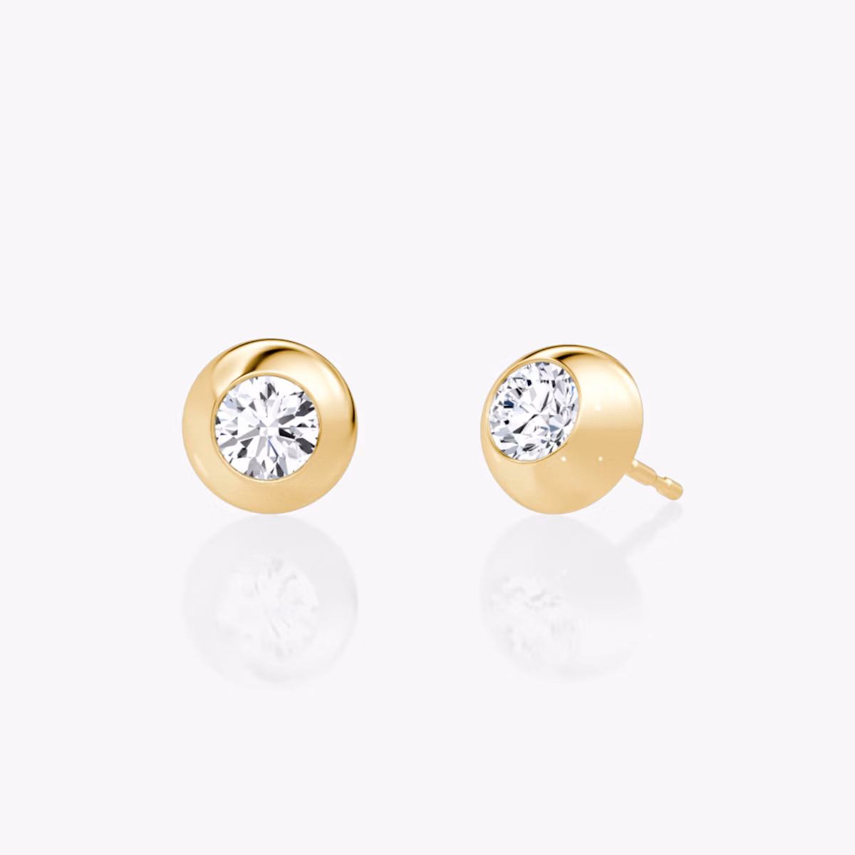 Petite Dome Studs | Round Brilliant | 14k | Yellow Gold | caratWeight: 0.50ct | earringSize: 8mm