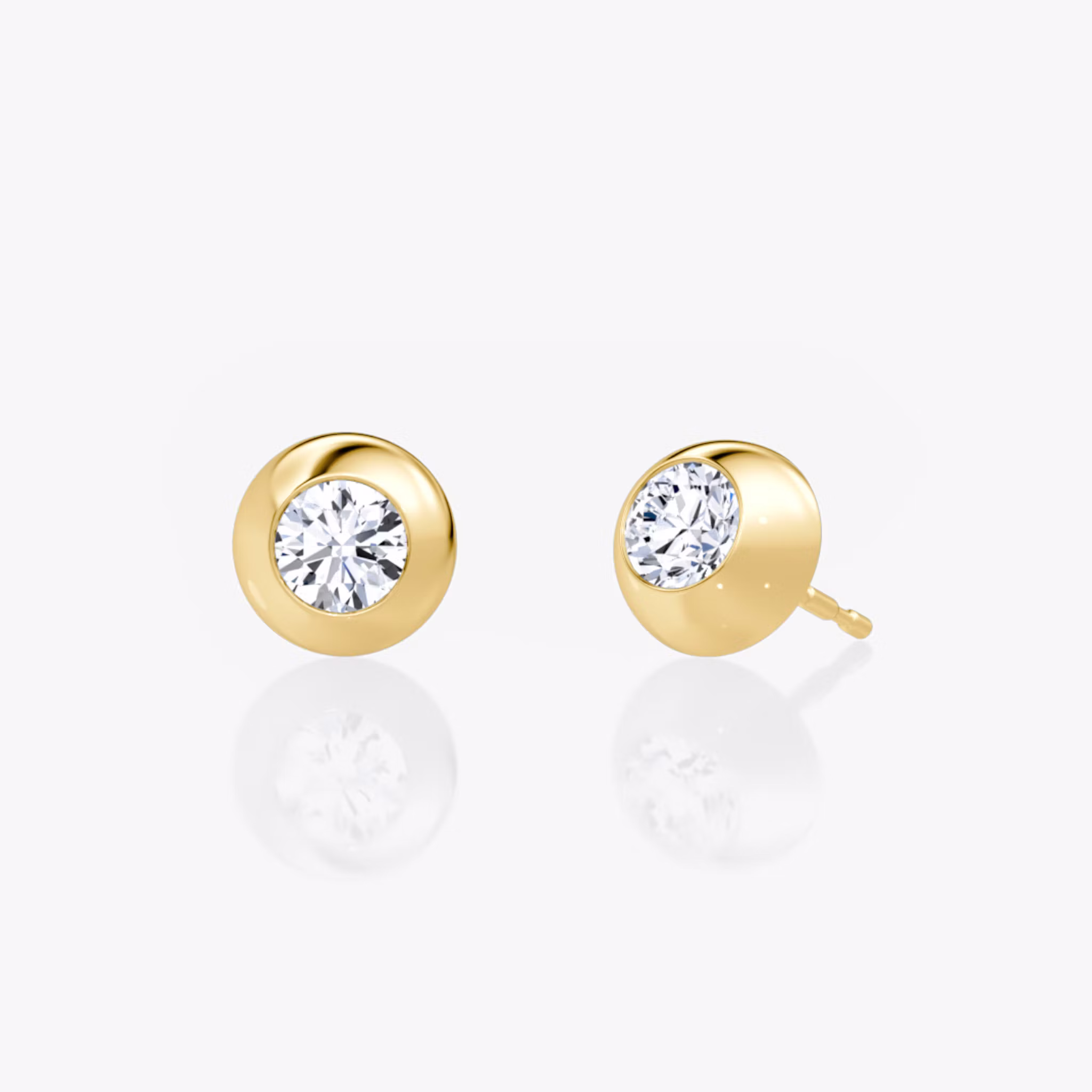 Petite Dome Studs Round Brilliant | Yellow Gold