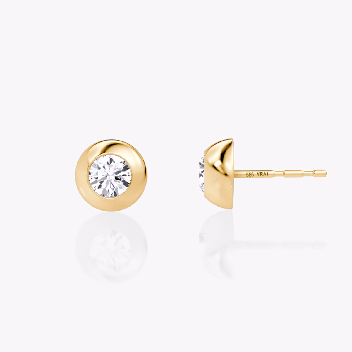 Petite Dome Studs | Round Brilliant | 14k | Yellow Gold | caratWeight: 0.50ct | earringSize: 8mm