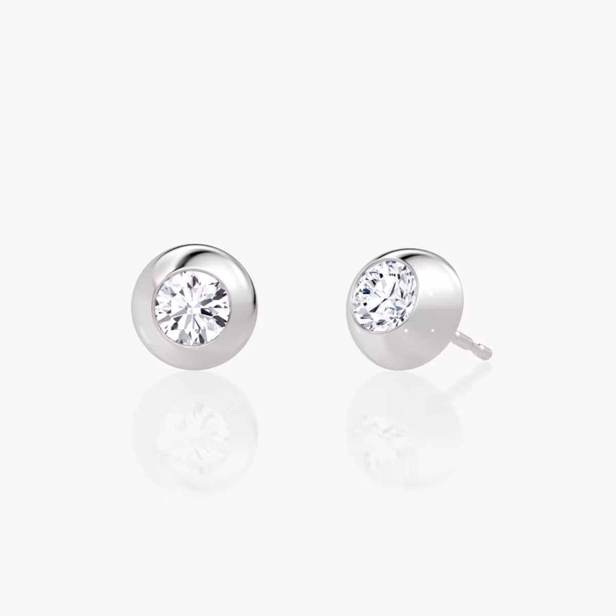 Petite Dome Studs | Round Brilliant | 14k | White Gold | caratWeight: 0.50ct | earringSize: 8mm