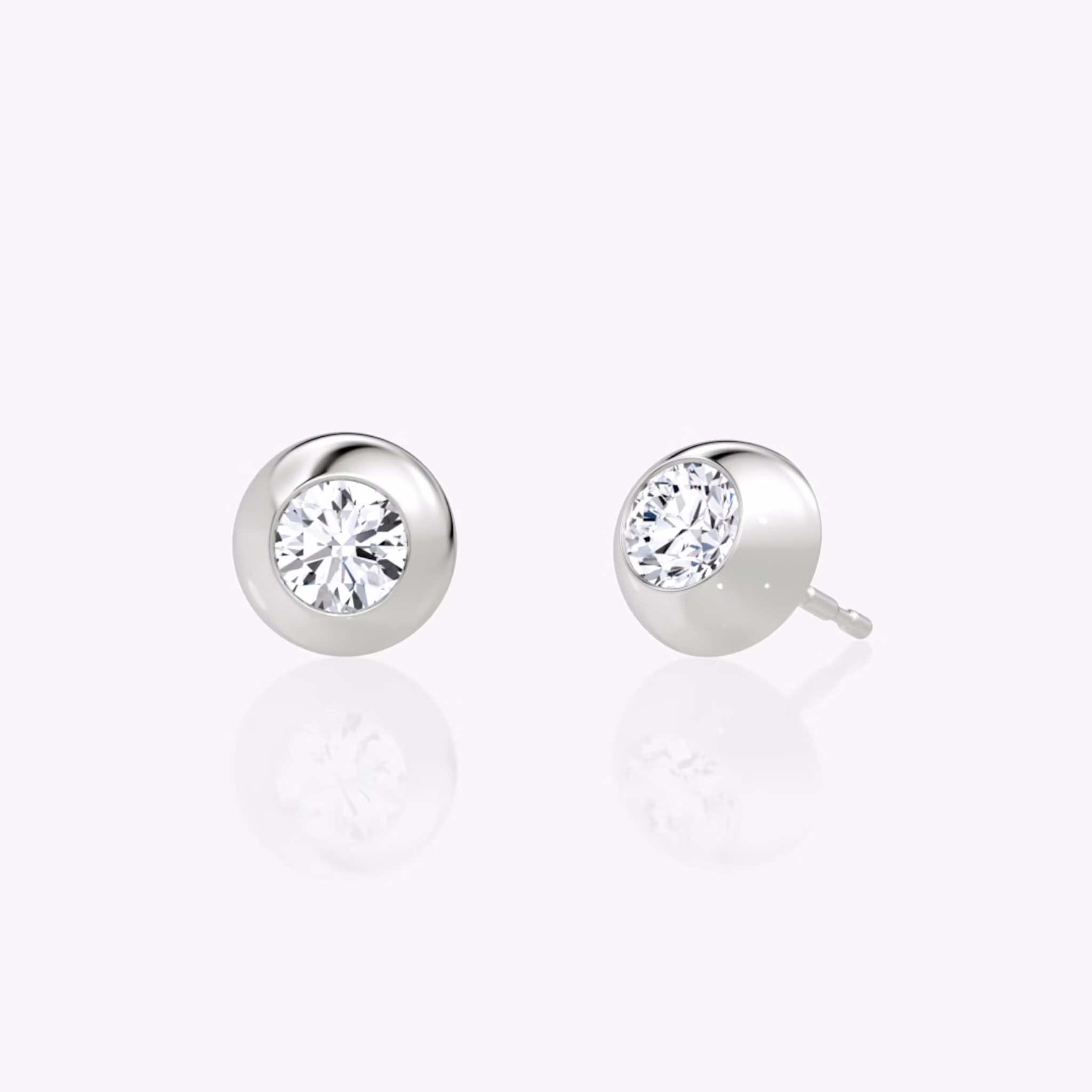 Petite Dome Studs | Round Brilliant | 14k | White Gold | caratWeight: 0.50ct