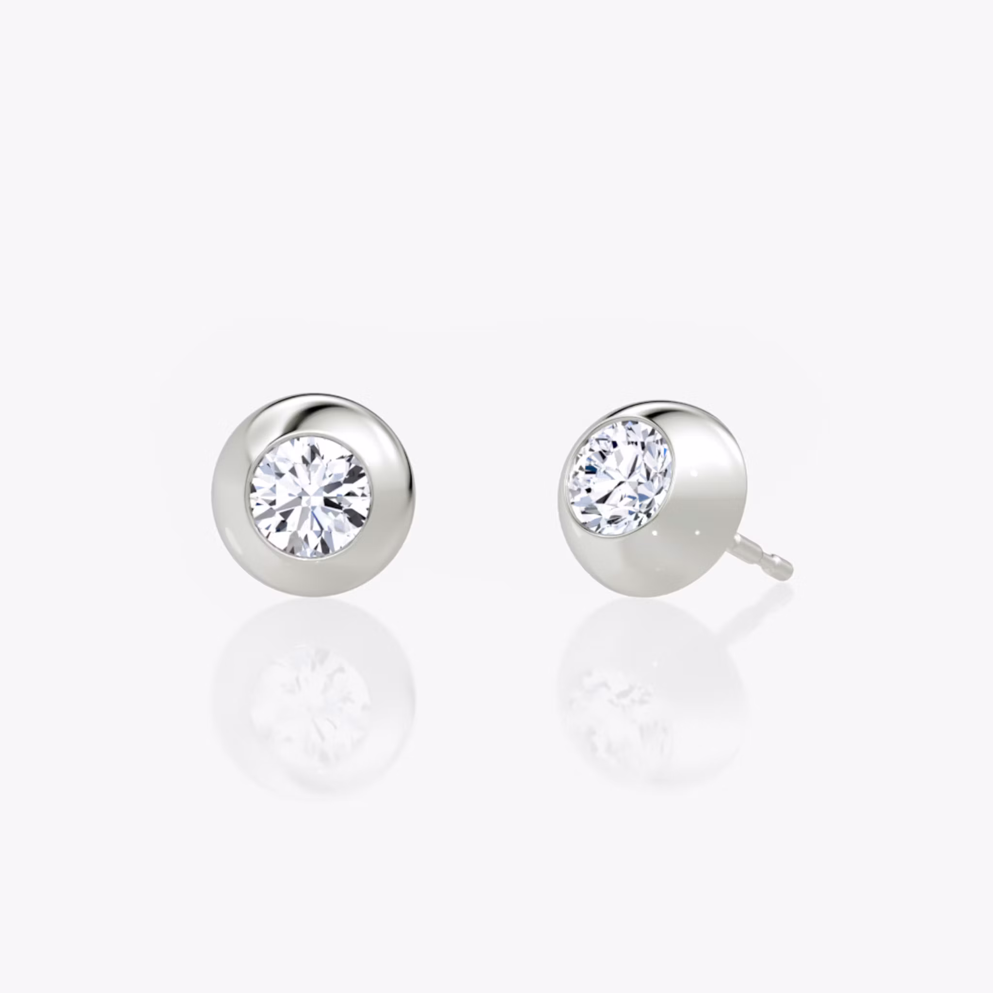 Petite Dome Ohrstecker Rund | White Gold