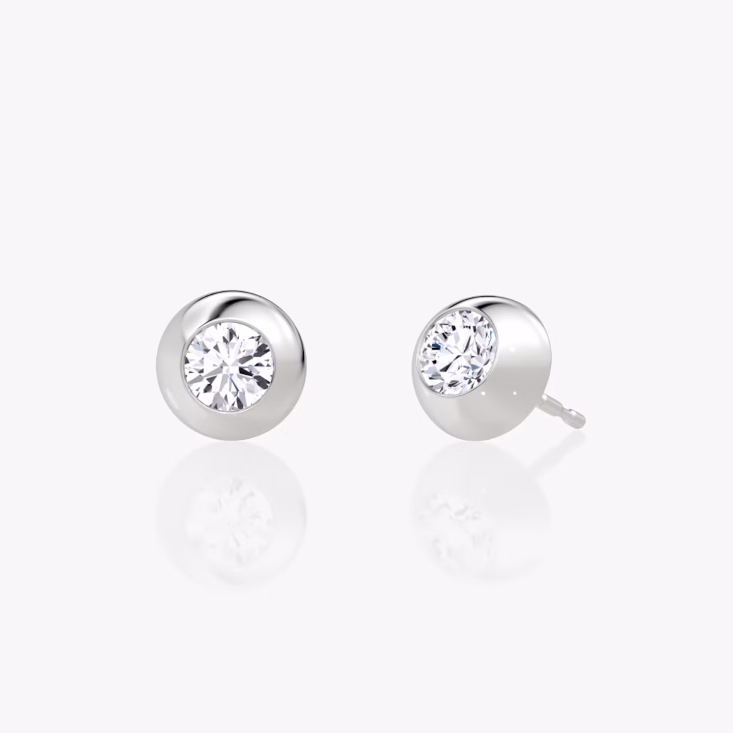 Petite Dome Studs | Round Brilliant | 14k | White Gold | caratWeight: 0.50ct | earringSize: 8mm