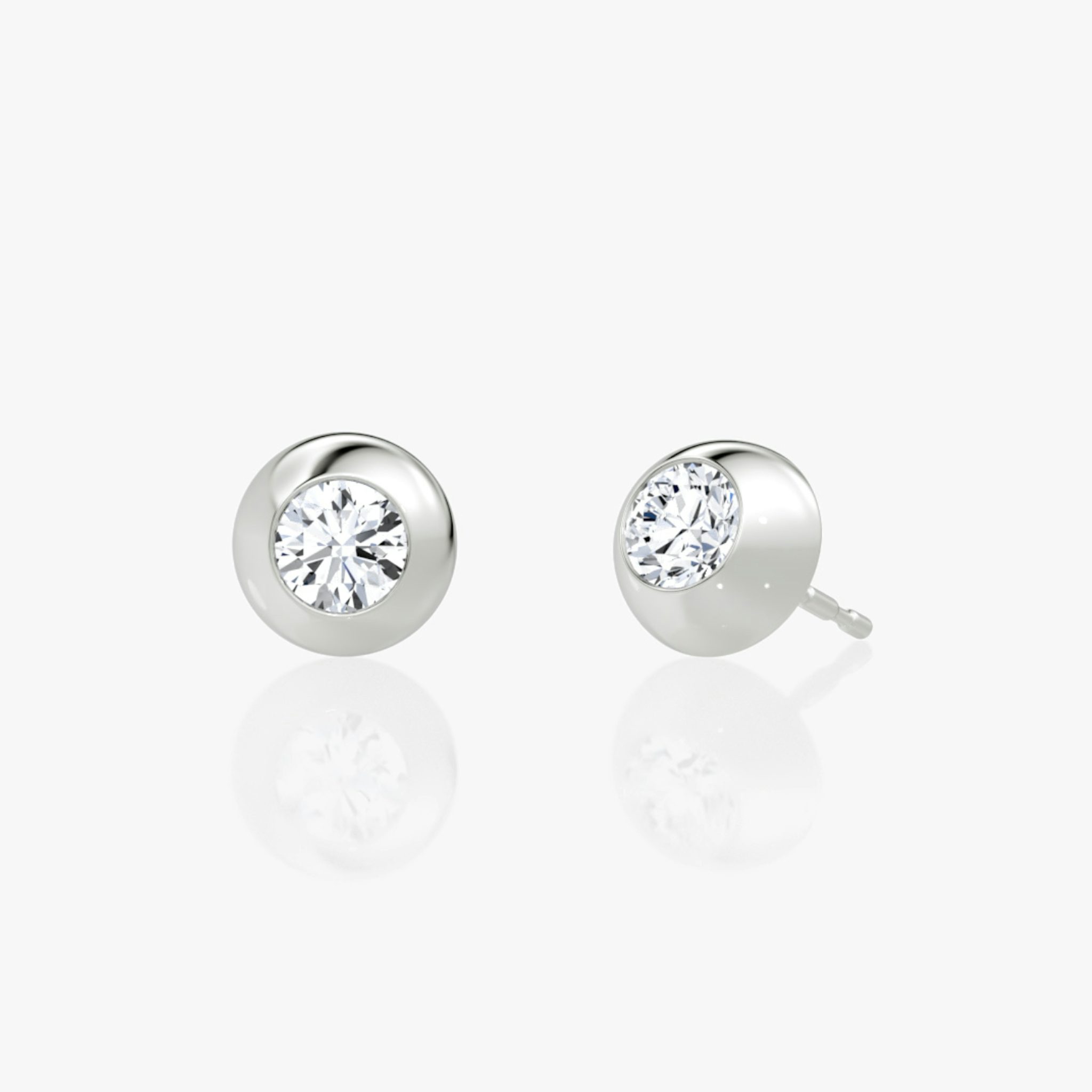 Petite Dome Studs | Round Brilliant | 14k | White Gold | caratWeight: 0.50ct