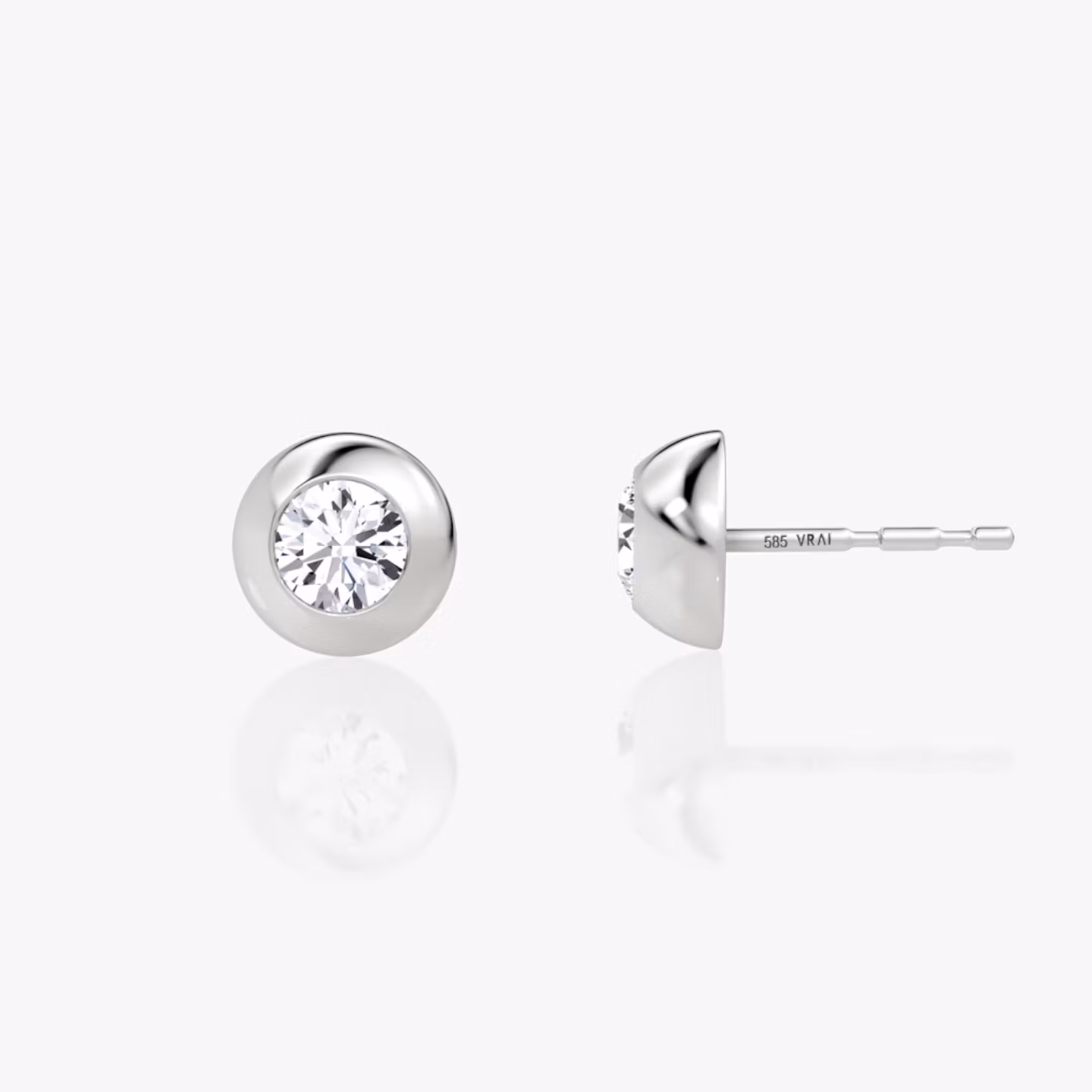 Petite Dome Studs | Round Brilliant | 14k | White Gold | caratWeight: 0.50ct | earringSize: 8mm
