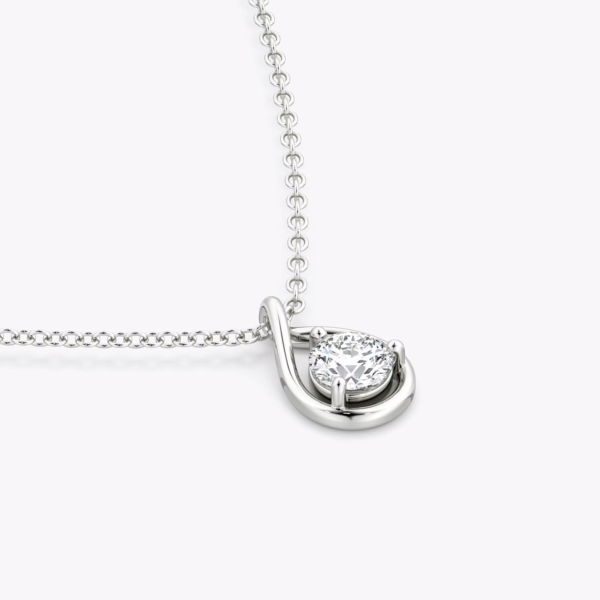 Pear Silhouette Necklace | Round Brilliant | Sterling Silver | chainLength: 16-18