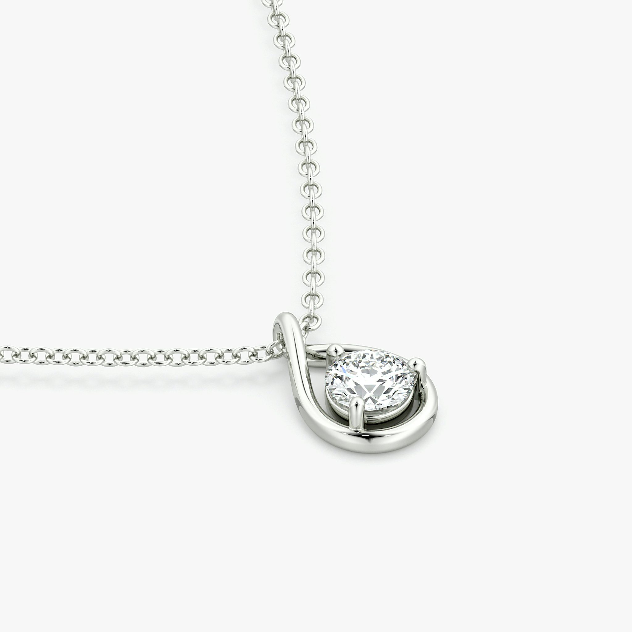 Pear Silhouette Necklace | Round Brilliant | Sterling Silver | chainLength: 16-18
