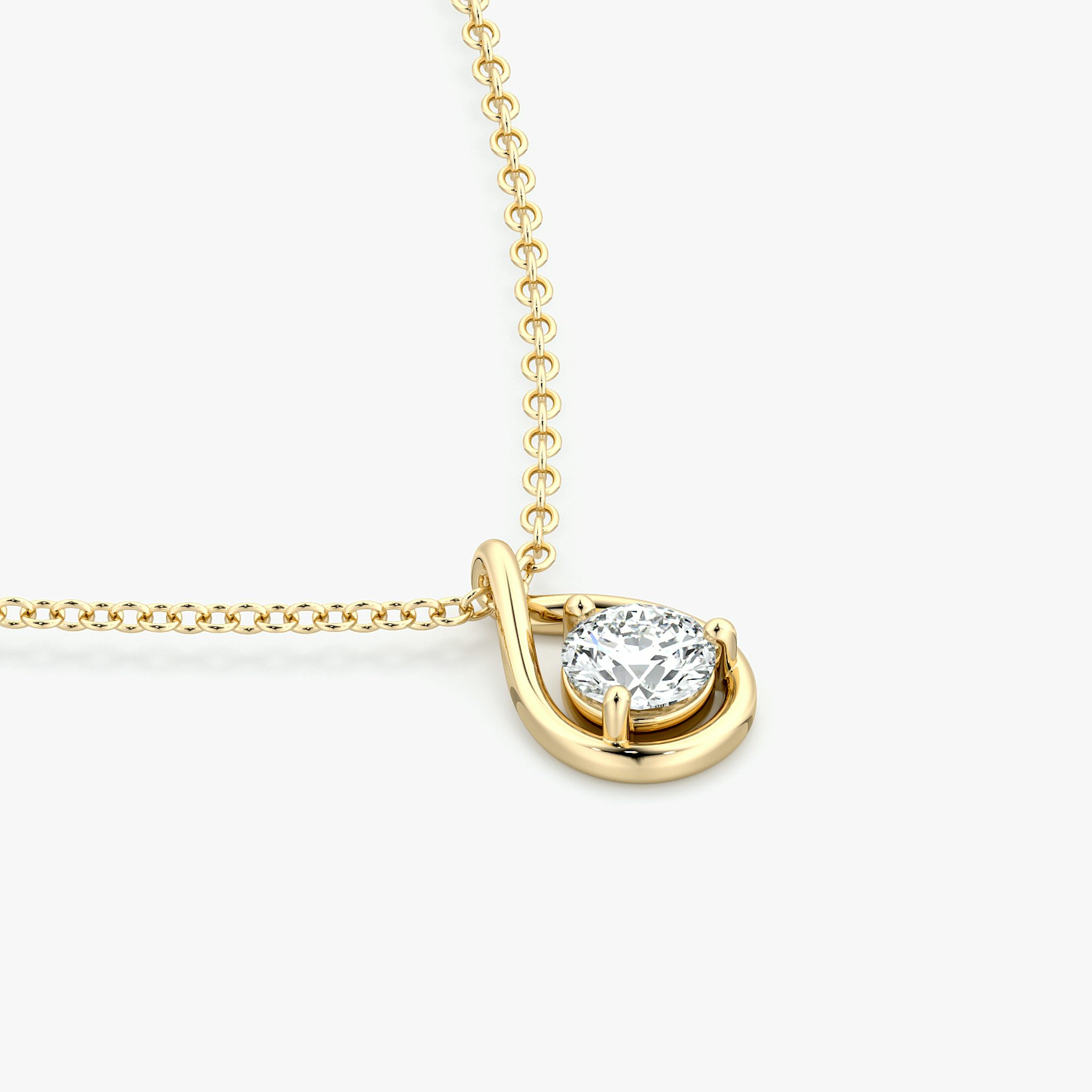Pear Silhouette Necklace | Round Brilliant | 14k | Yellow Gold | chainLength: 16-18
