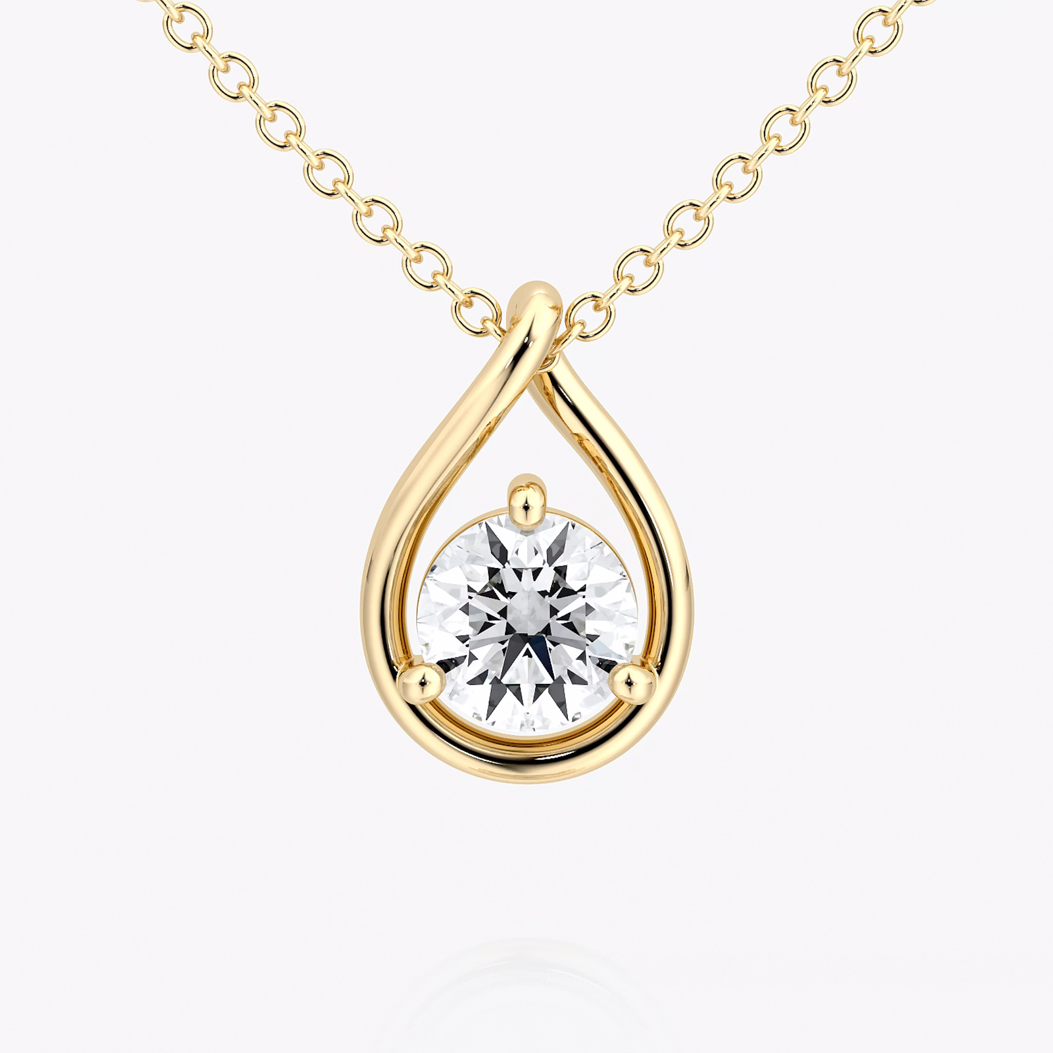 Pear Silhouette Necklace | Round Brilliant | 14k | Yellow Gold | chainLength: 16-18