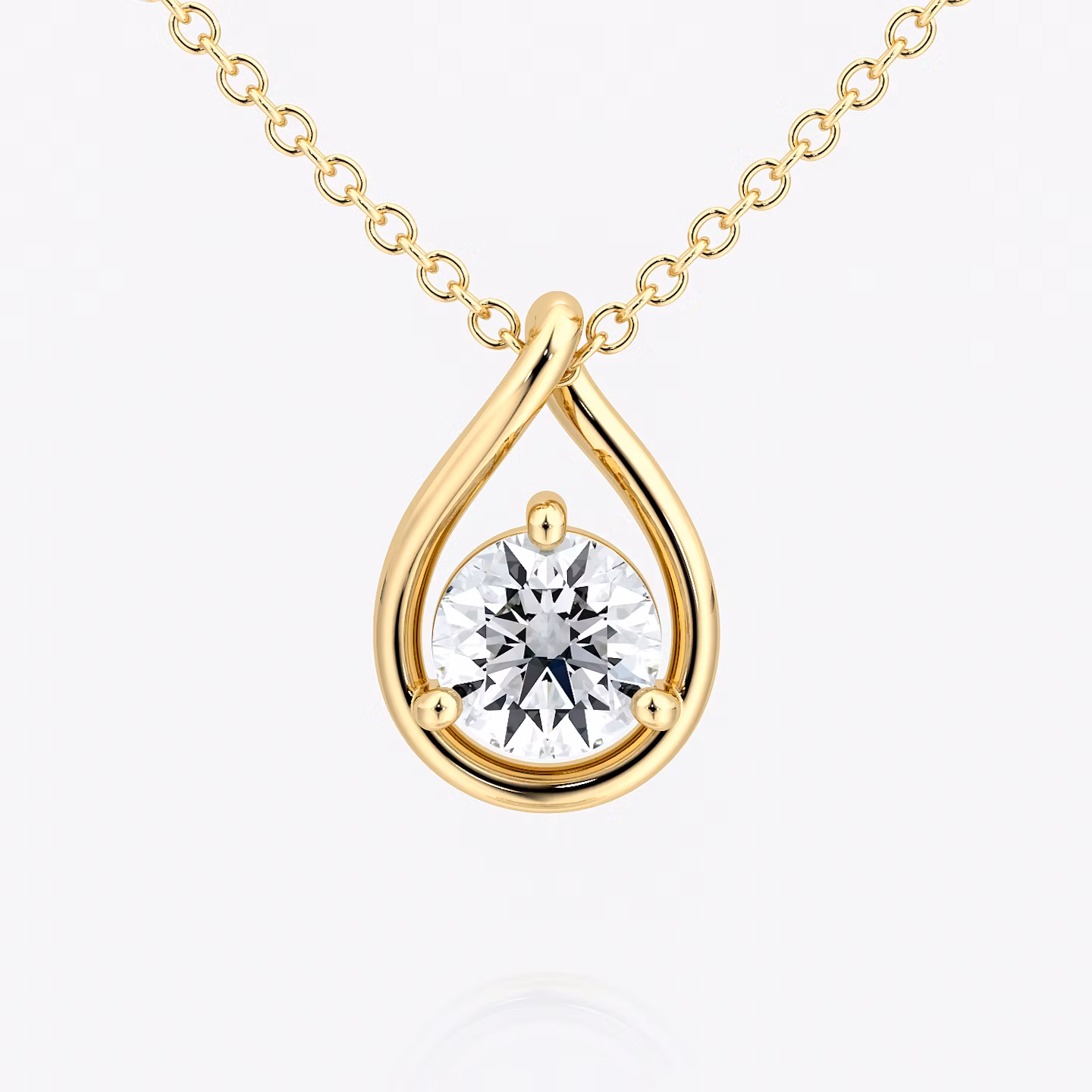 Pear Silhouette Necklace Round Brilliant | Yellow Gold