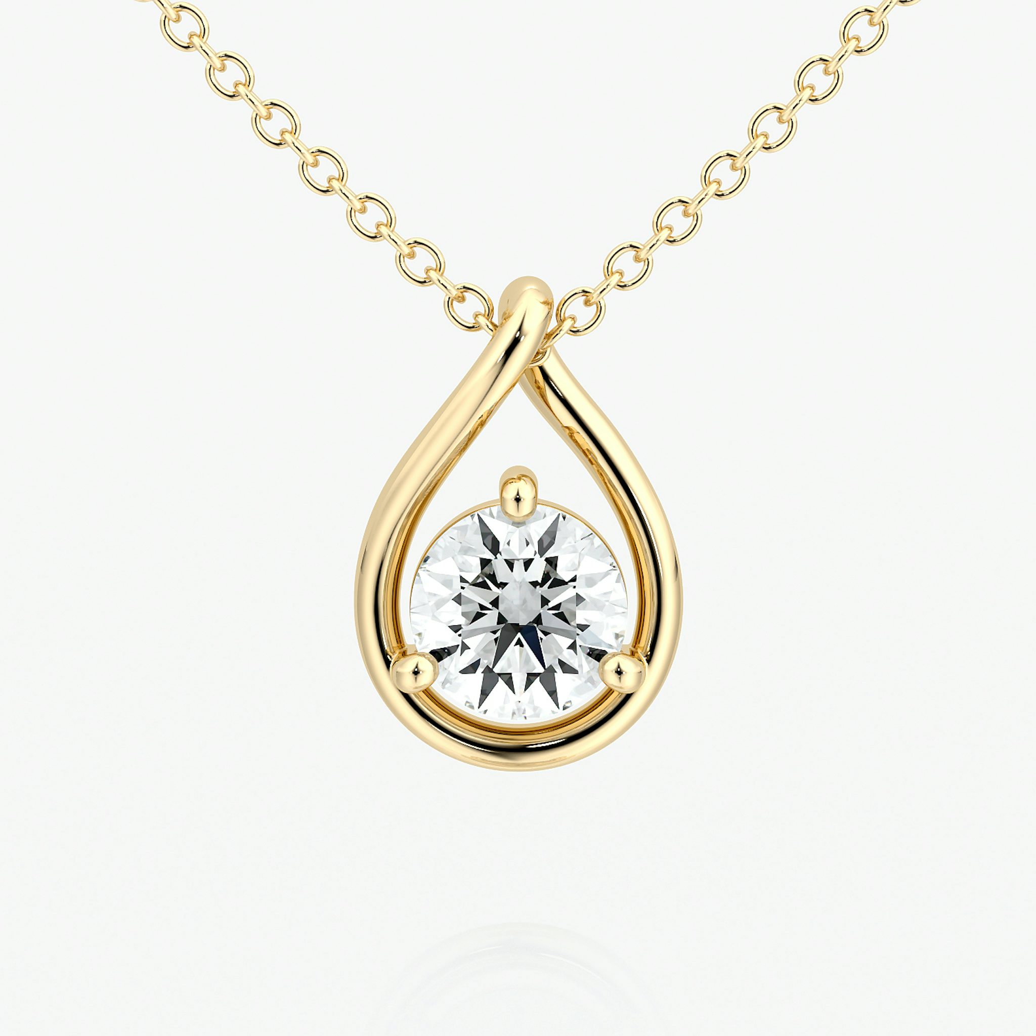 Pear Silhouette Necklace | Round Brilliant | 14k | Yellow Gold | chainLength: 16-18