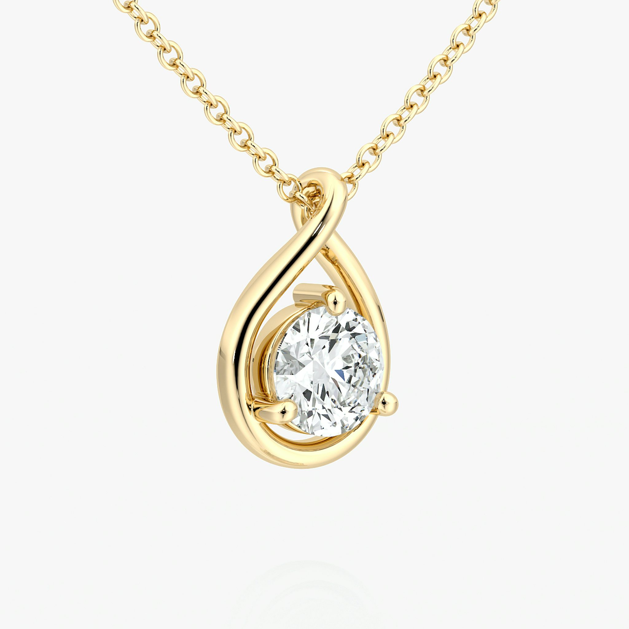 Pear Silhouette Necklace | Round Brilliant | 14k | Yellow Gold | chainLength: 16-18