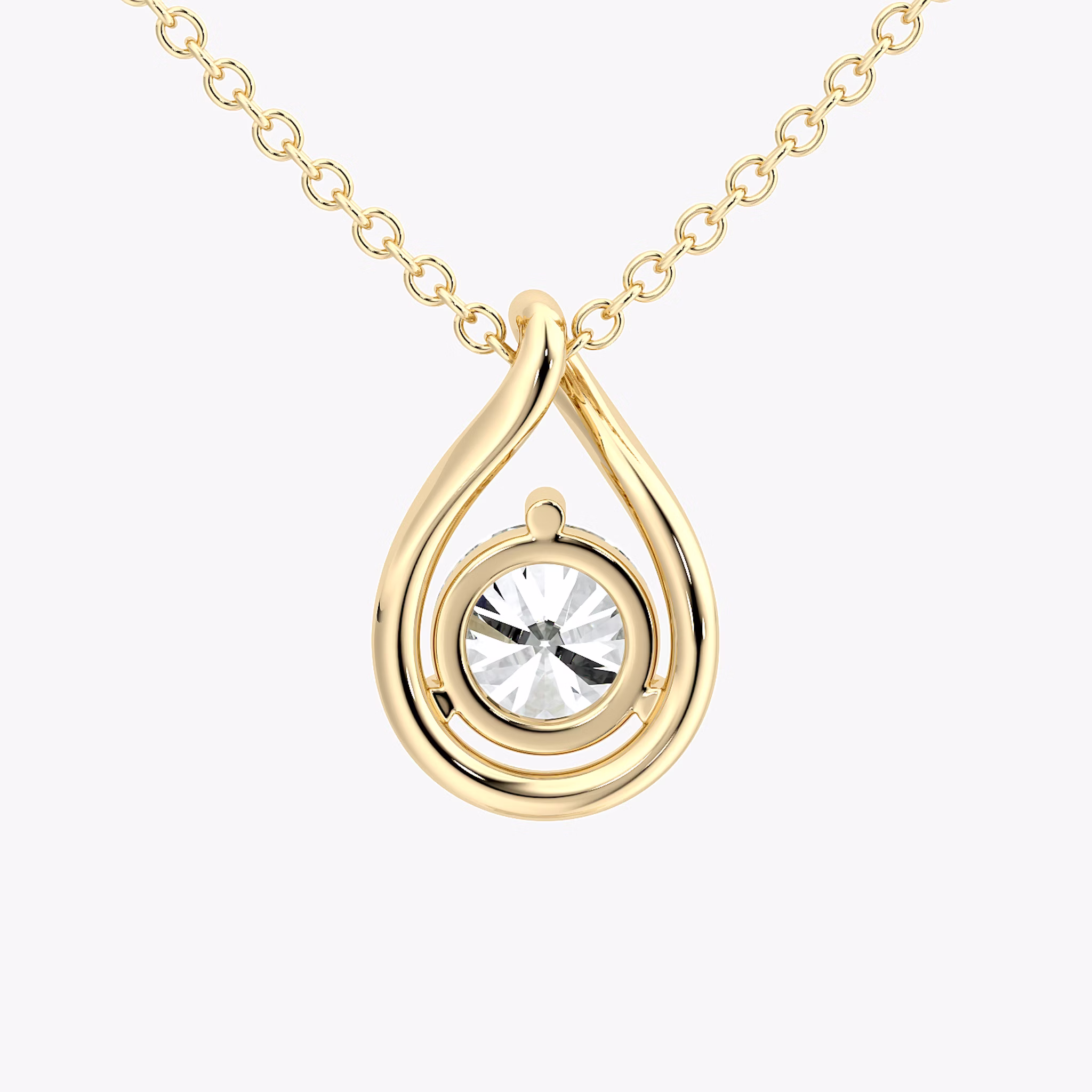 Pear Silhouette Necklace | Round Brilliant | 14k | Yellow Gold | chainLength: 16-18
