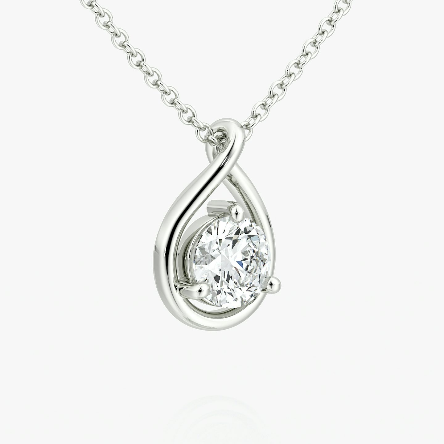 Pear Silhouette Necklace | Round Brilliant | 14k | White Gold | chainLength: 16-18