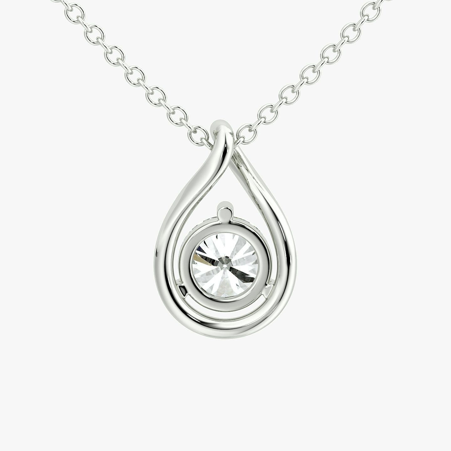 Pear Silhouette Necklace | Round Brilliant | 14k | White Gold | chainLength: 16-18