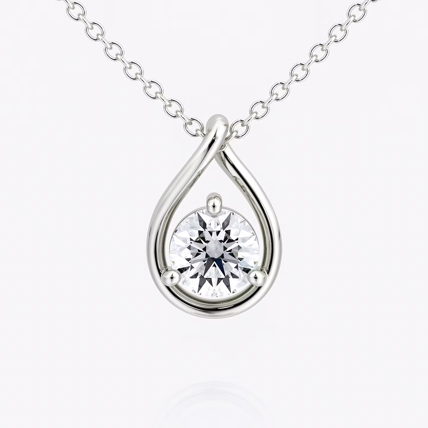 Pear Silhouette Necklace Round Brilliant | Sterling Silver