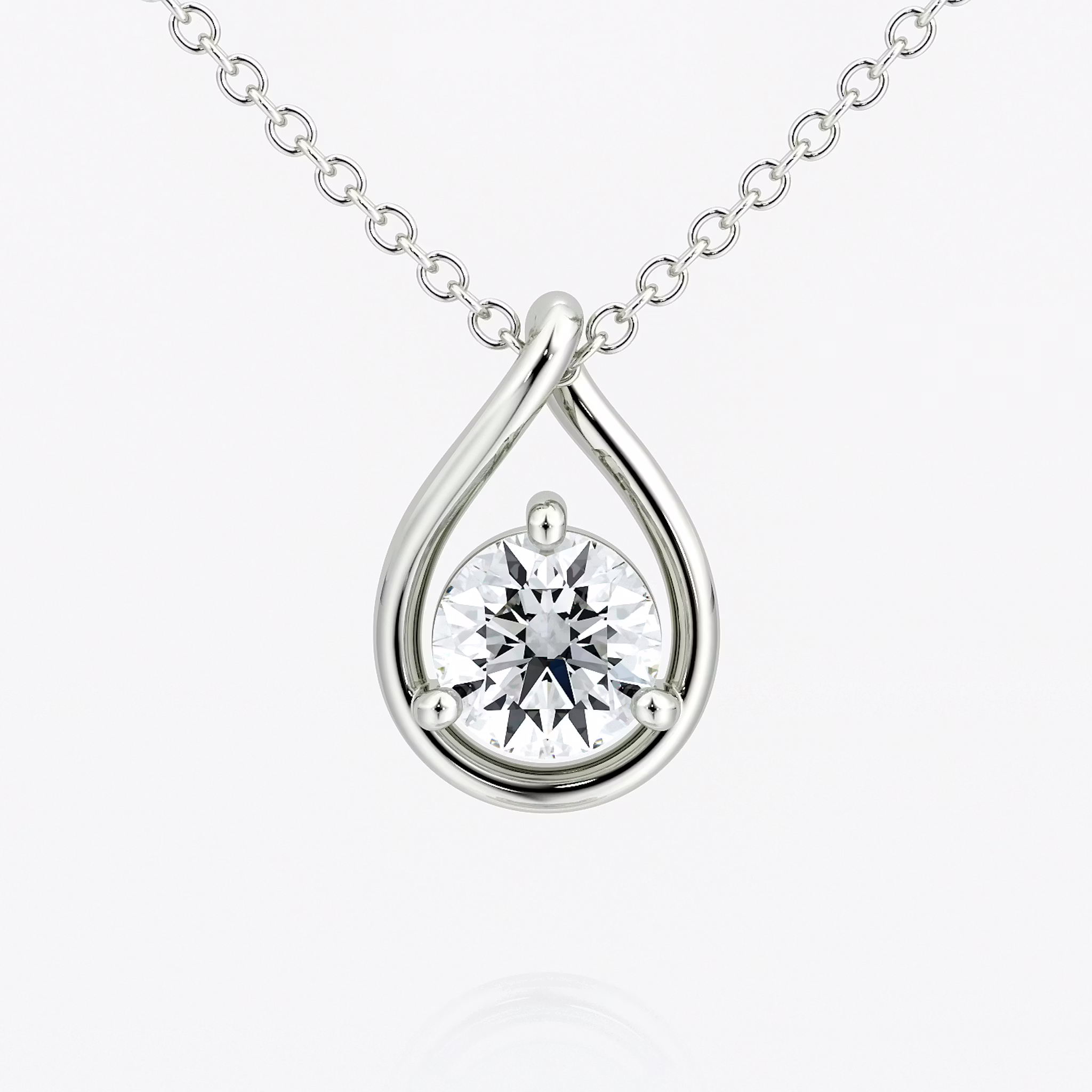 Pear Silhouette Necklace Round Brilliant | Sterling Silver
