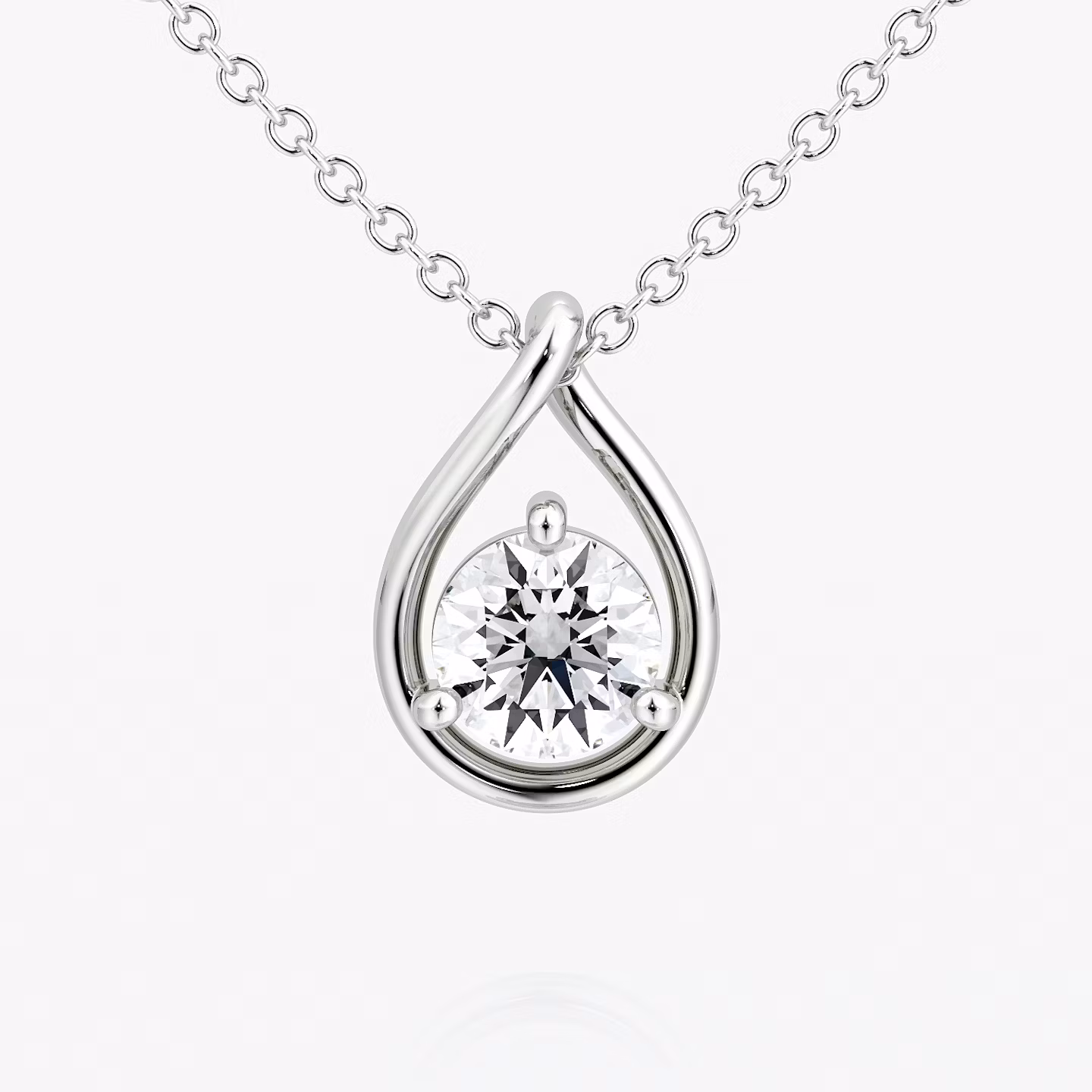 Pear Silhouette Necklace | Round Brilliant | 14k | White Gold | chainLength: 16-18
