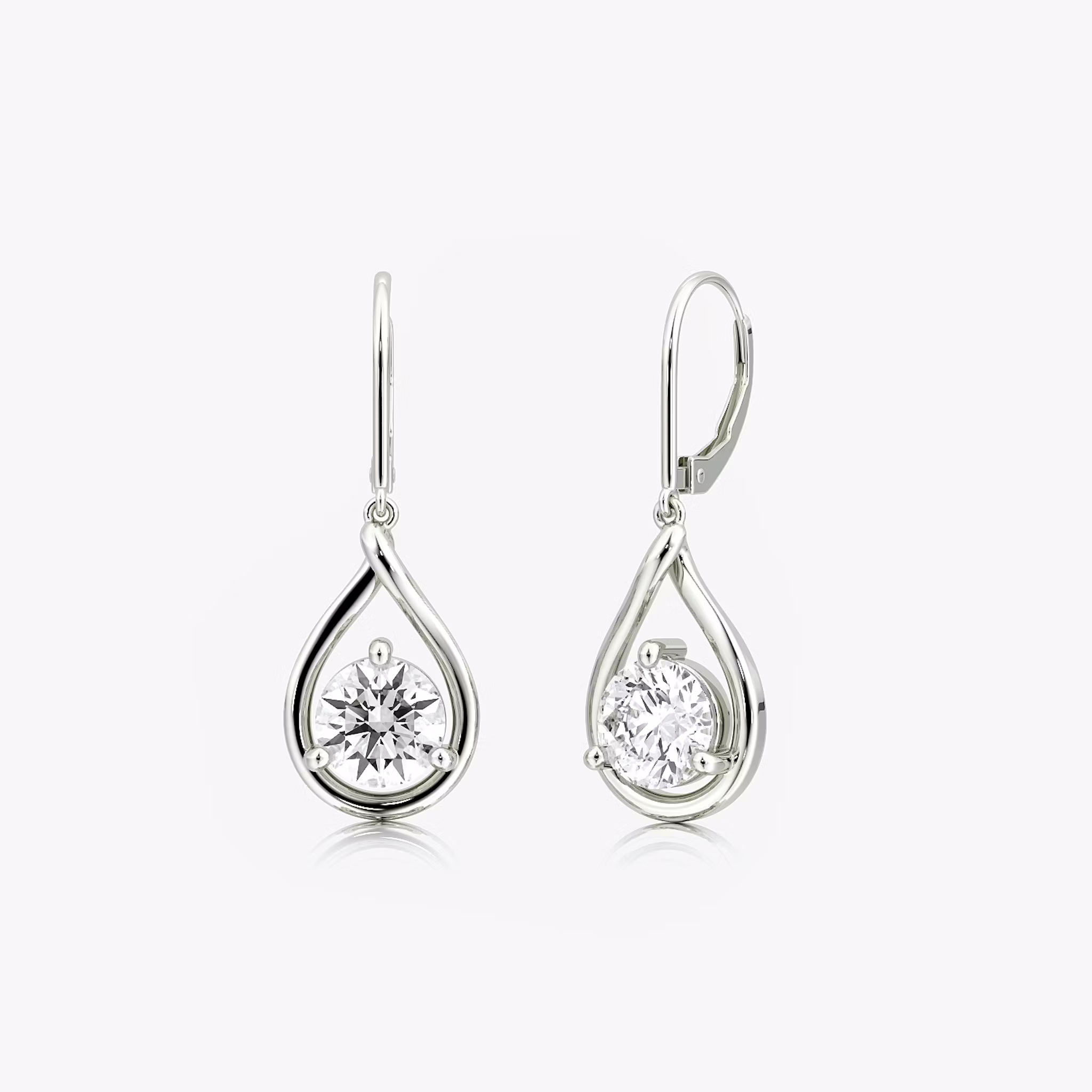 Pear Silhouette Earrings Round Brilliant | Sterling Silver