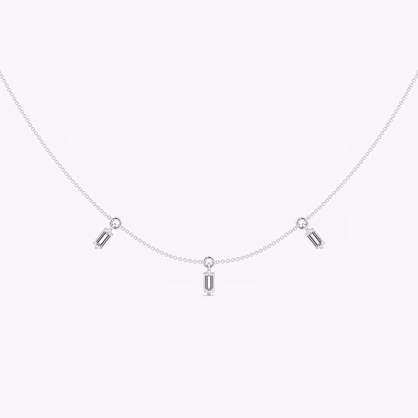 Collar Floating Baguette Station Baguette | White Gold