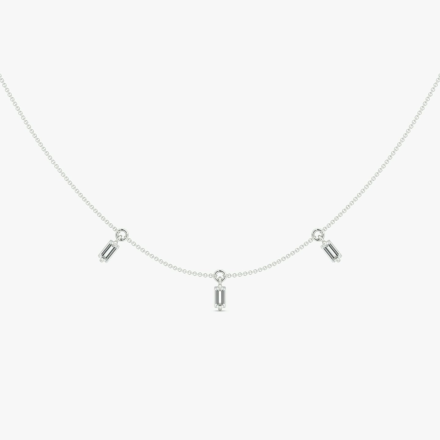 Floating Baguette Station Necklace | Baguette | 14k | White Gold | diamondCount: 3 | chainLength: 16-18