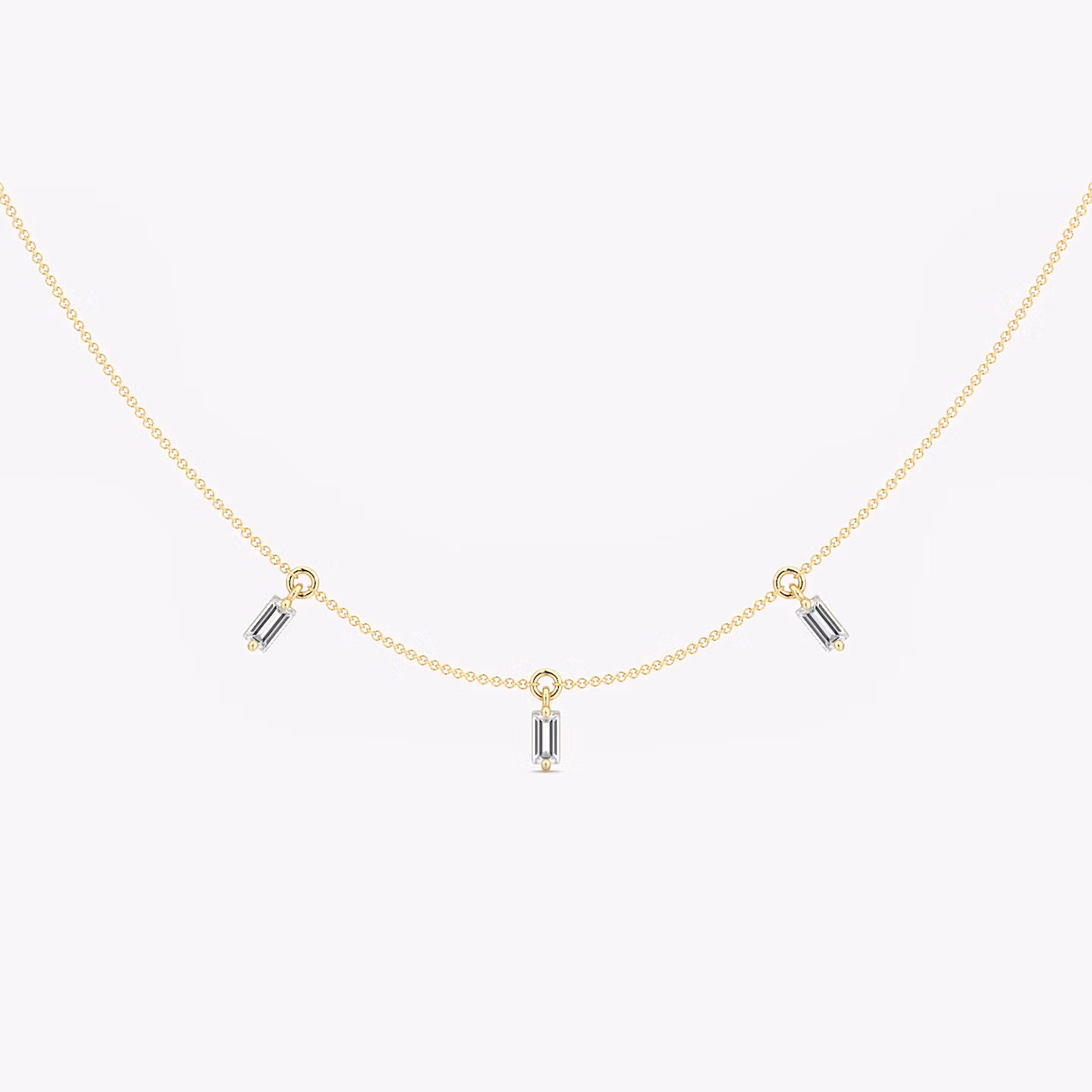 Floating Baguette Station Necklace Baguette | Yellow Gold