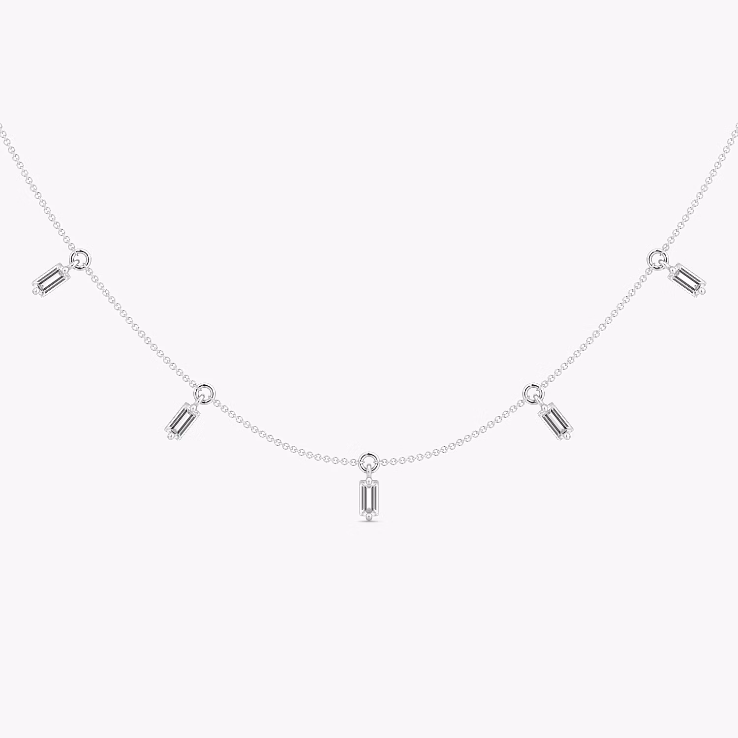 Floating Baguette Station Necklace