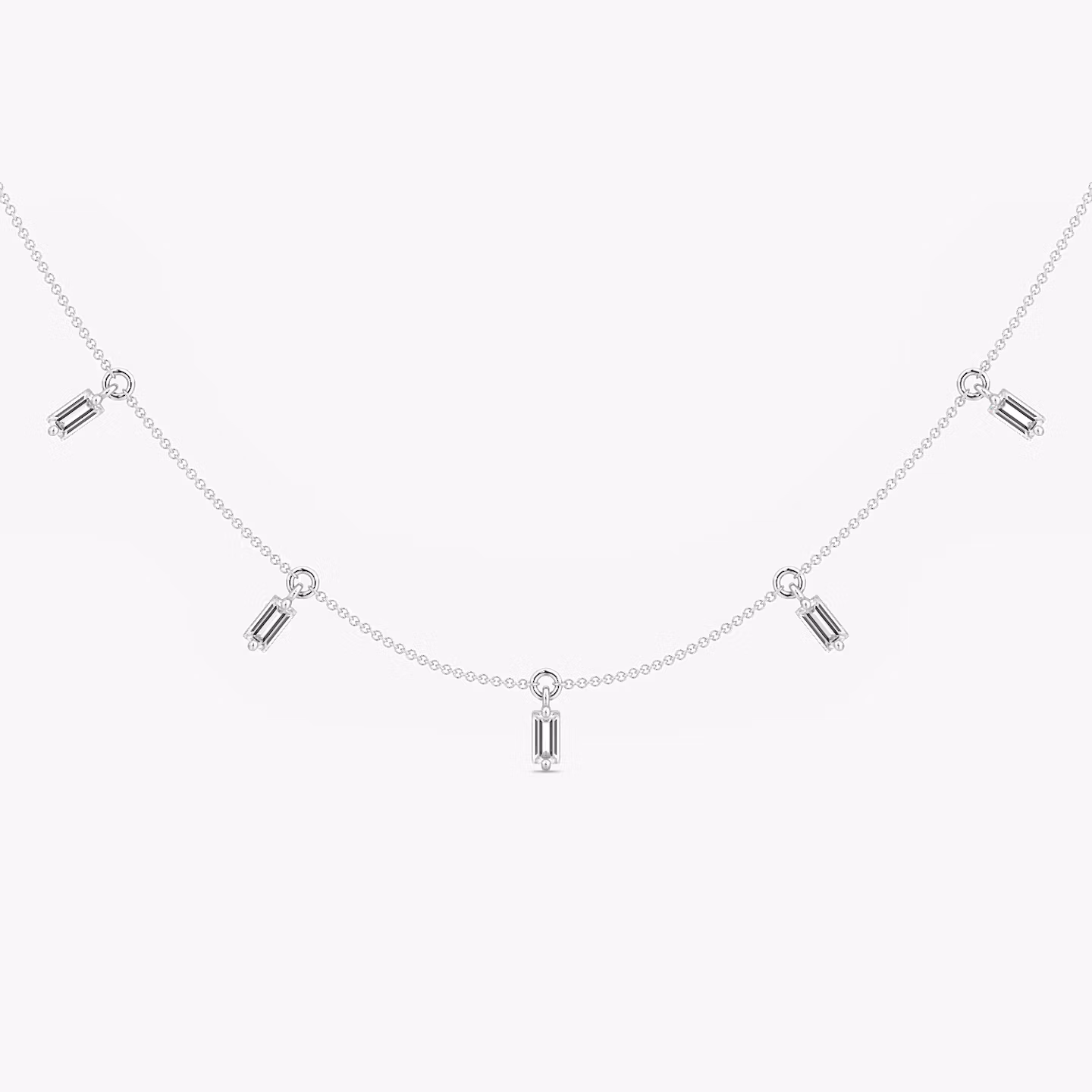 Collar Floating Baguette Station Baguette | White Gold