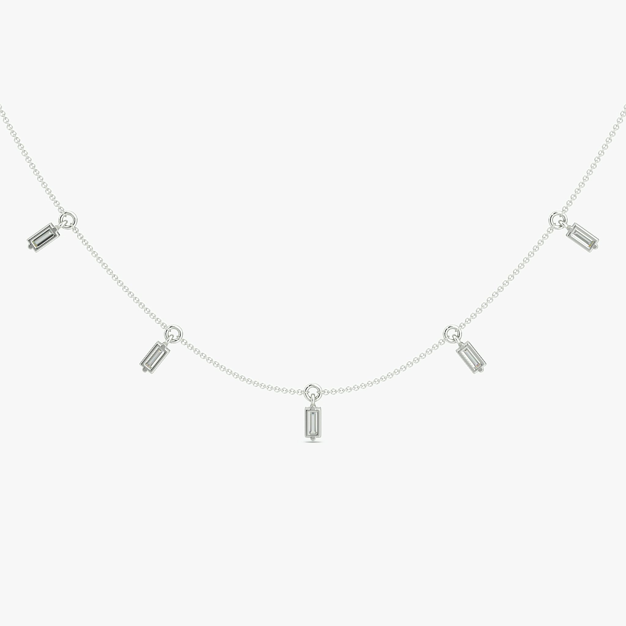 Floating Baguette Station Necklace | Baguette | 14k | White Gold | diamondCount: 5 | chainLength: 16-18