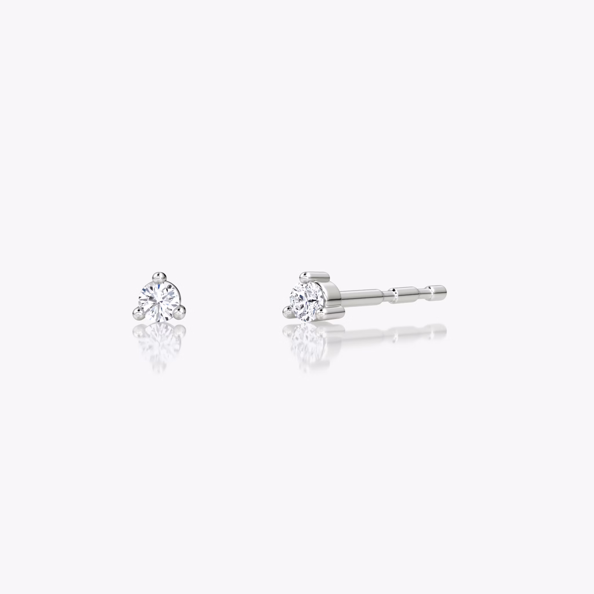 Tiny Studs | Round Brilliant | 14k | White Gold
