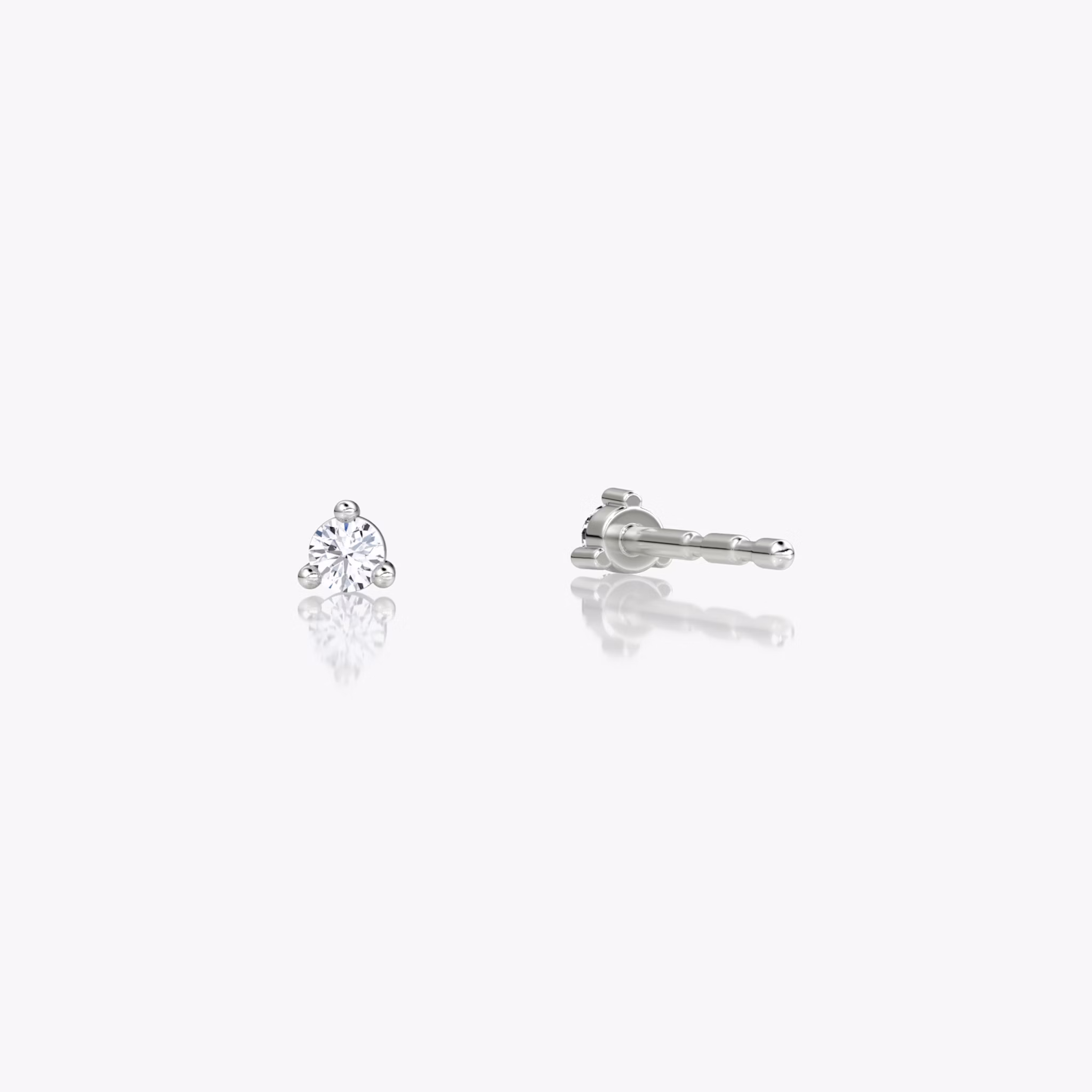 Tiny Studs | Round Brilliant | 14k | White Gold