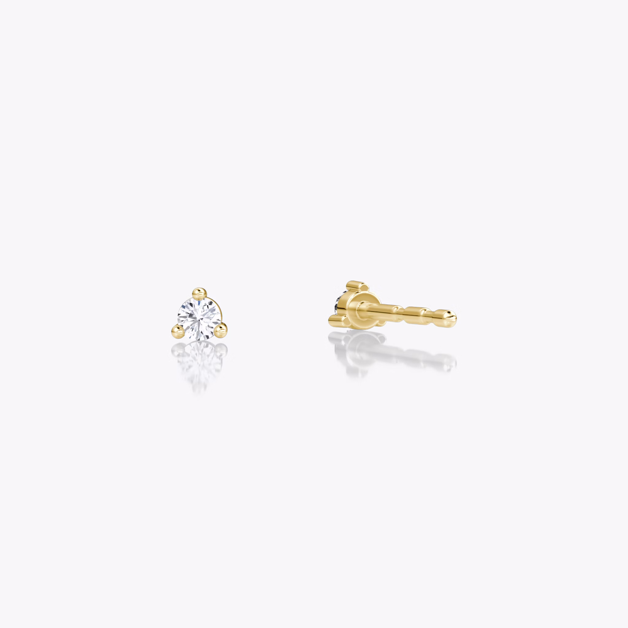 Tiny Studs | Round Brilliant | 14k | Yellow Gold