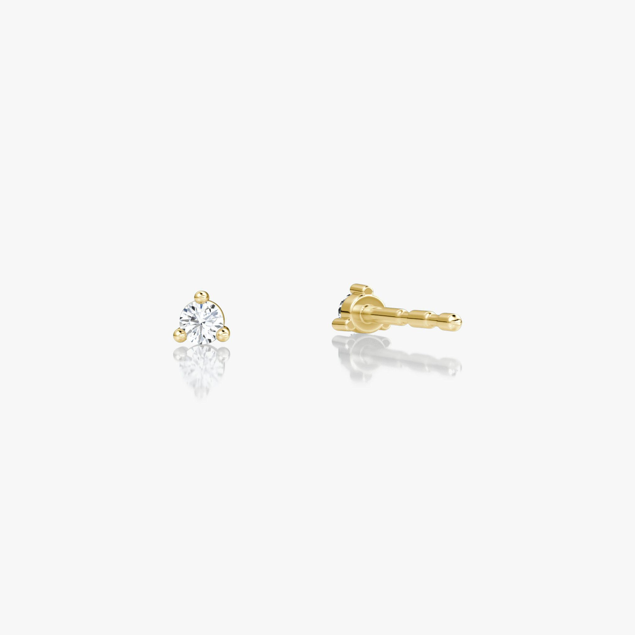 Tiny Studs | Round Brilliant | 14k | Yellow Gold