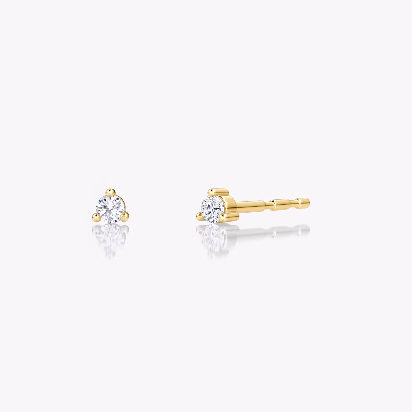 Tiny Studs Round Brilliant | Yellow Gold