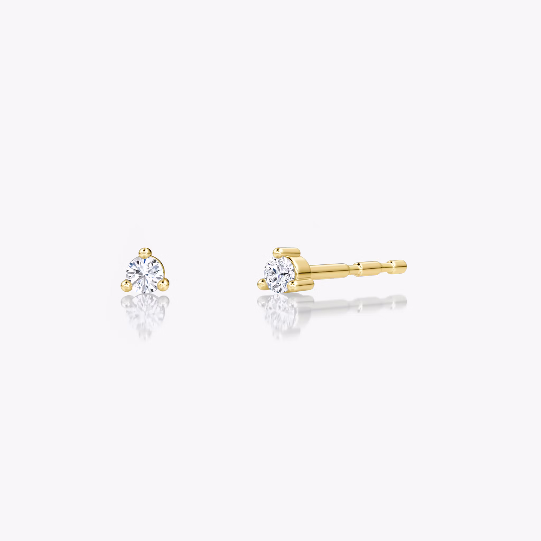 Tiny Studs Round Brilliant | Yellow Gold