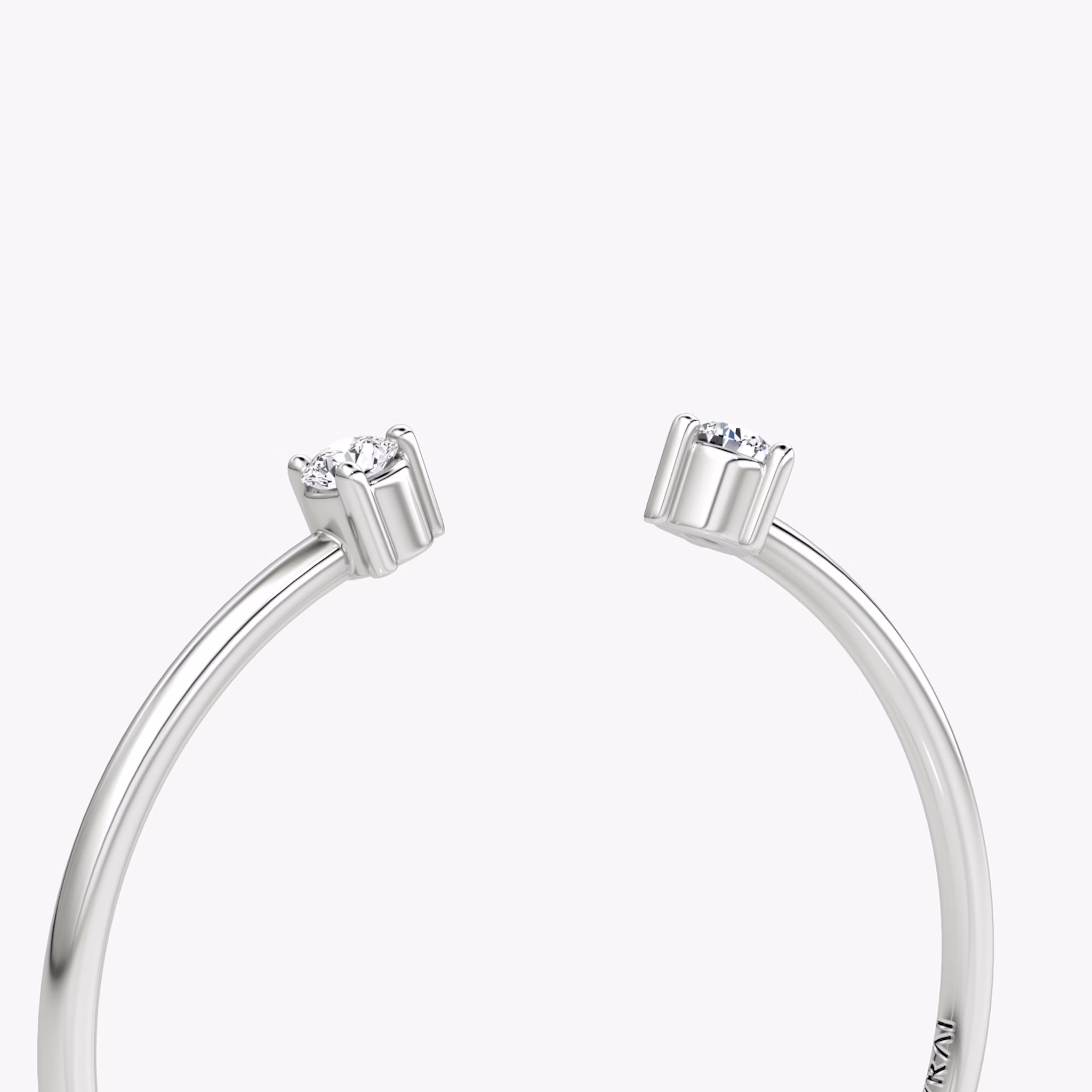 Tiny Cuff Ring | Round Brilliant | 14k | White Gold