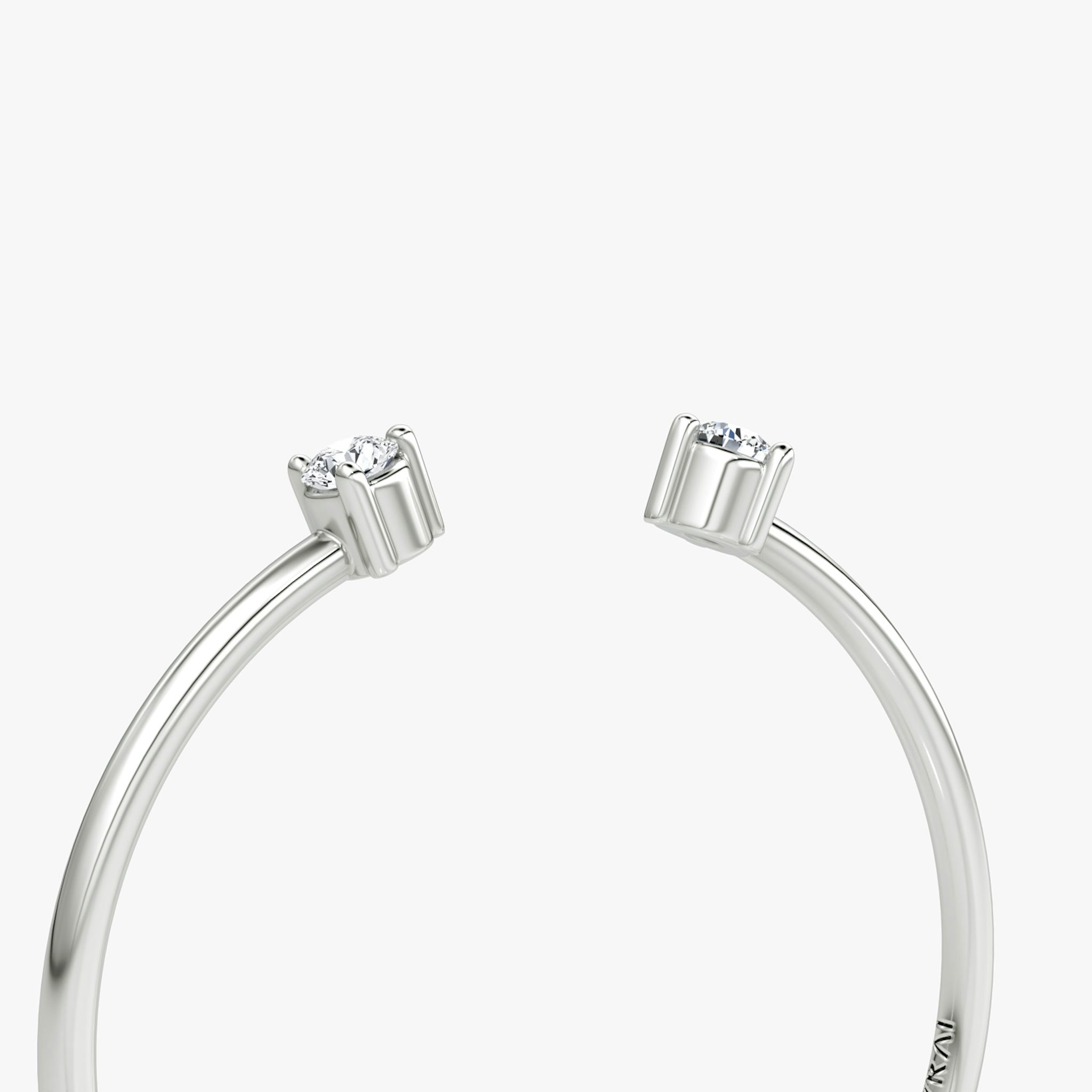 Tiny Cuff Ring | Round Brilliant | 14k | White Gold