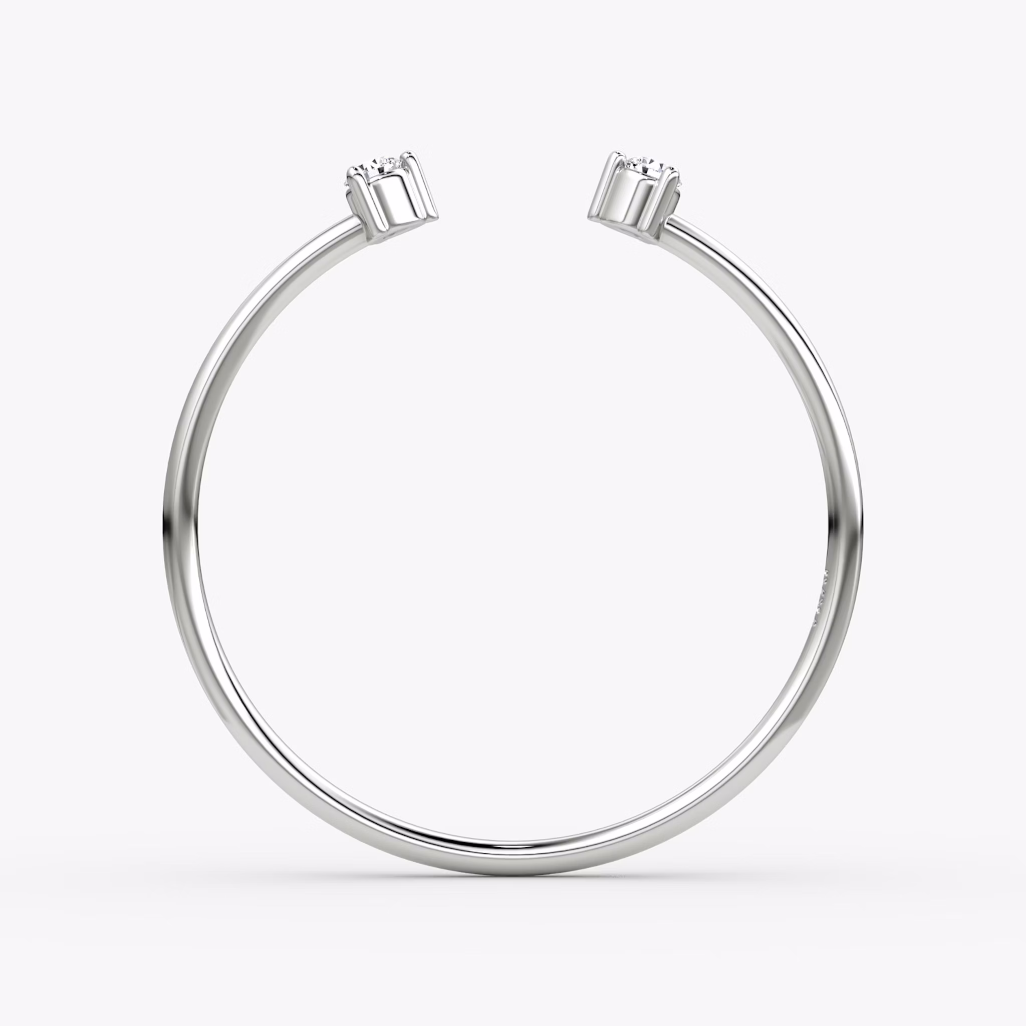 Tiny Cuff Ring | Round Brilliant | 14k | White Gold