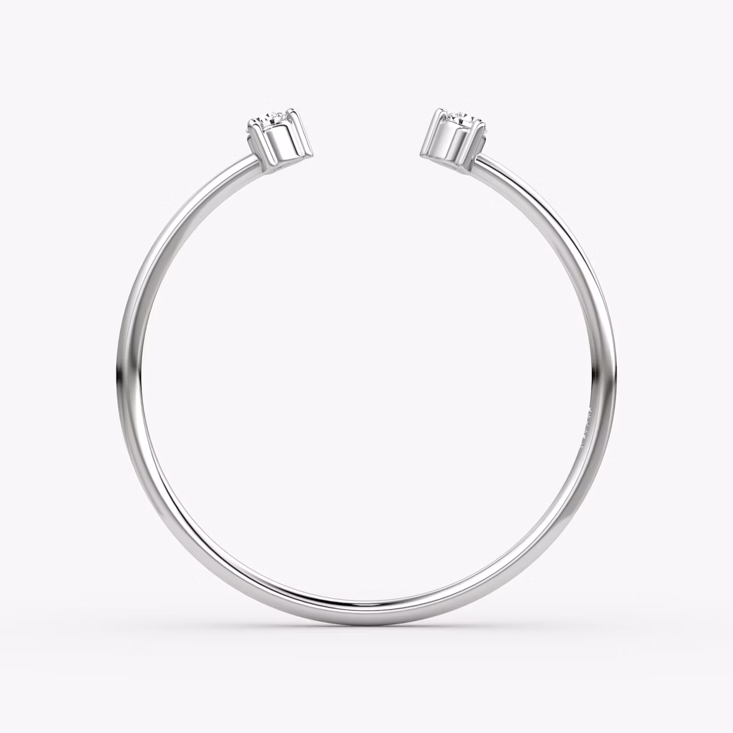Tiny Cuff Ring | Round Brilliant | 14k | White Gold
