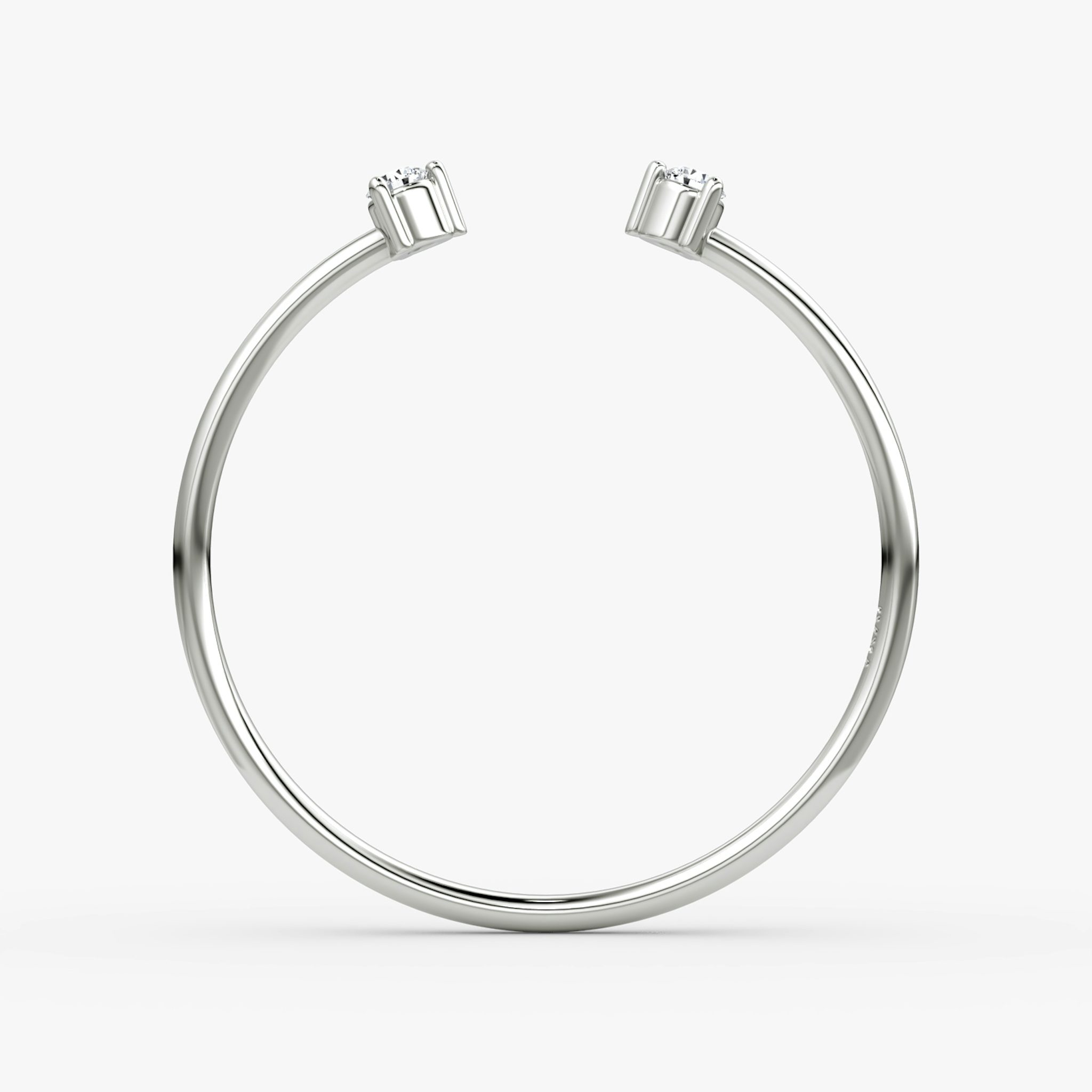 Tiny Cuff Ring | Round Brilliant | 14k | White Gold