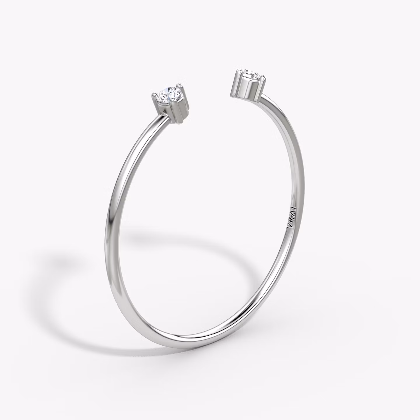 Tiny Cuff Ring | Round Brilliant | 14k | White Gold