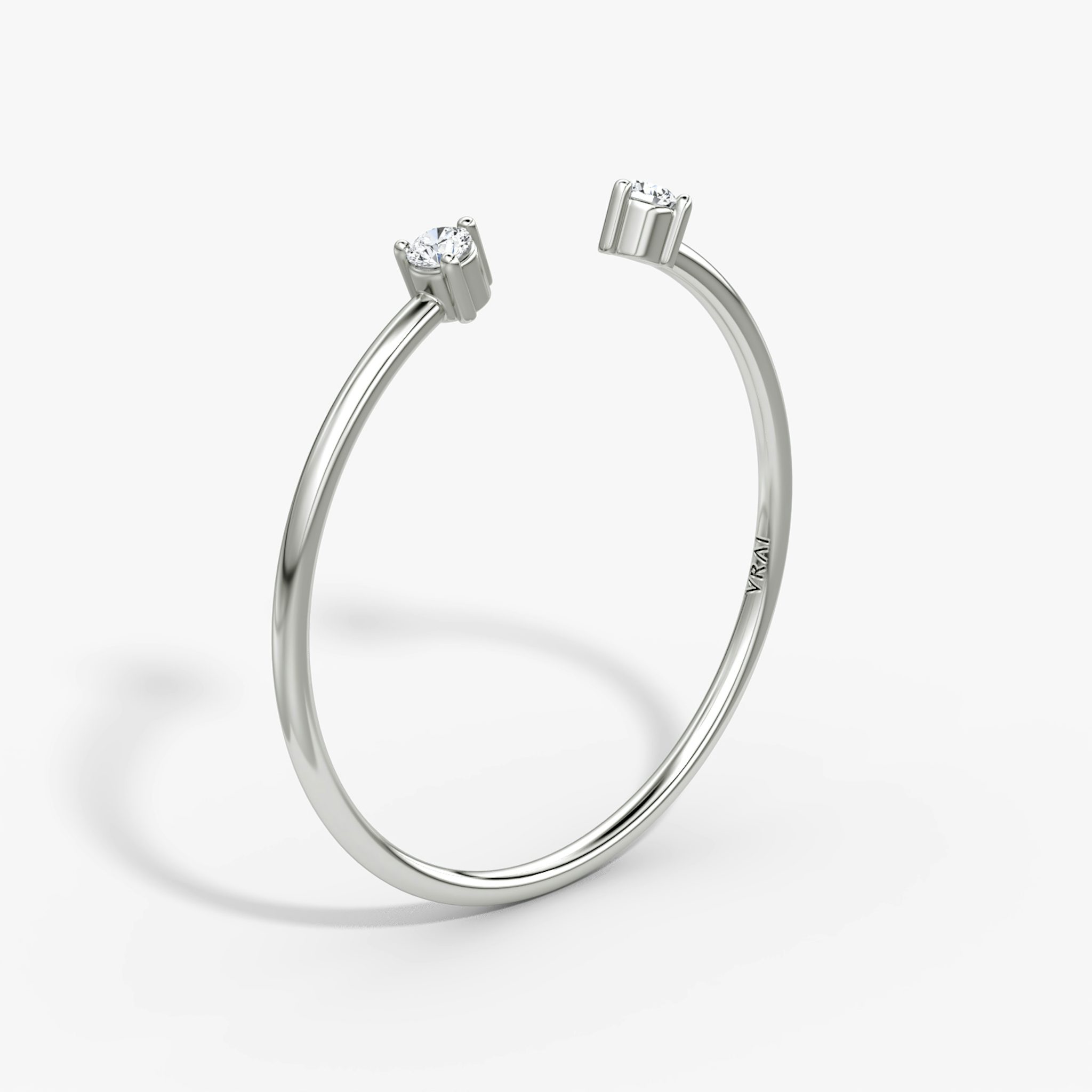 Tiny Cuff Ring | Round Brilliant | 14k | White Gold