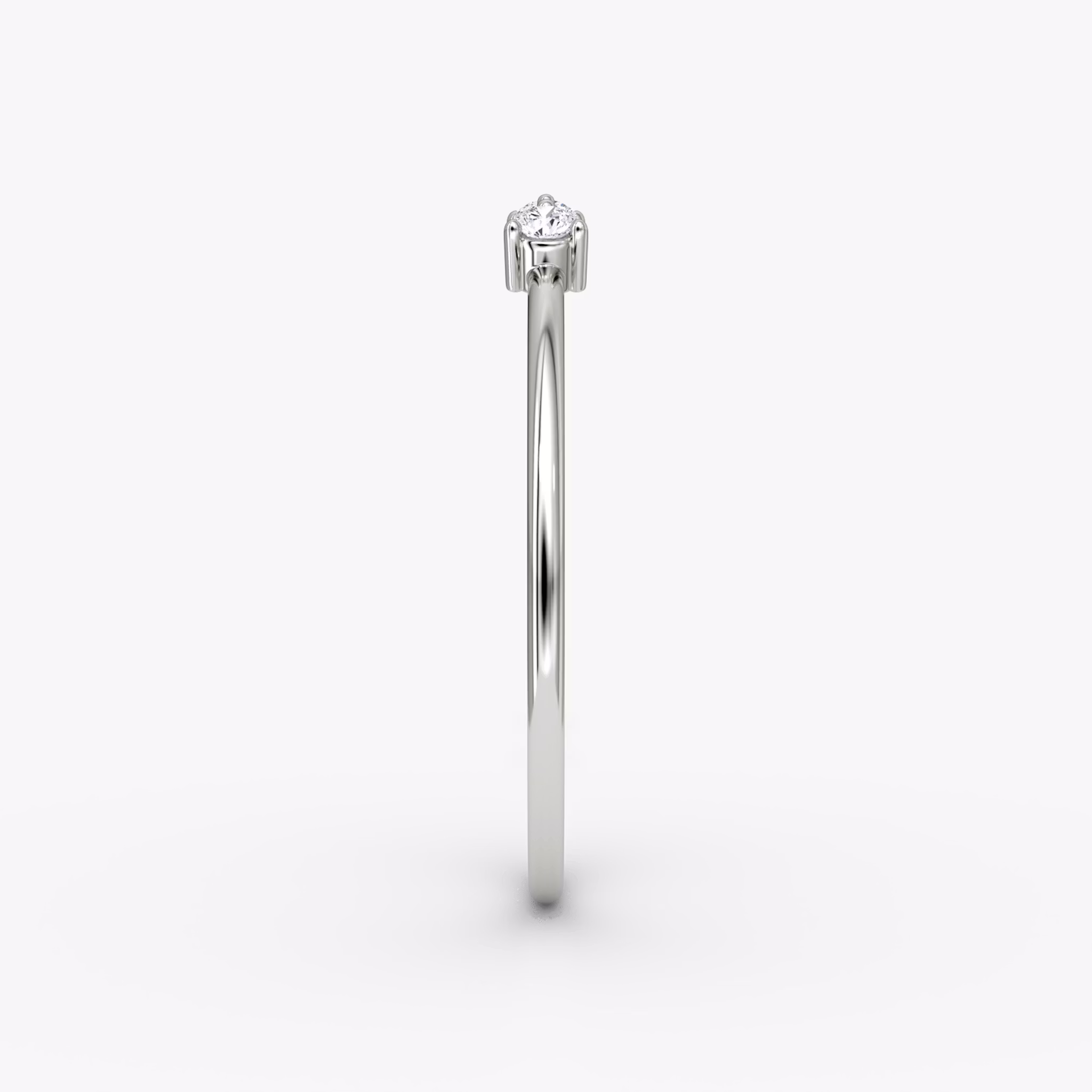 Tiny Cuff Ring | Round Brilliant | 14k | White Gold