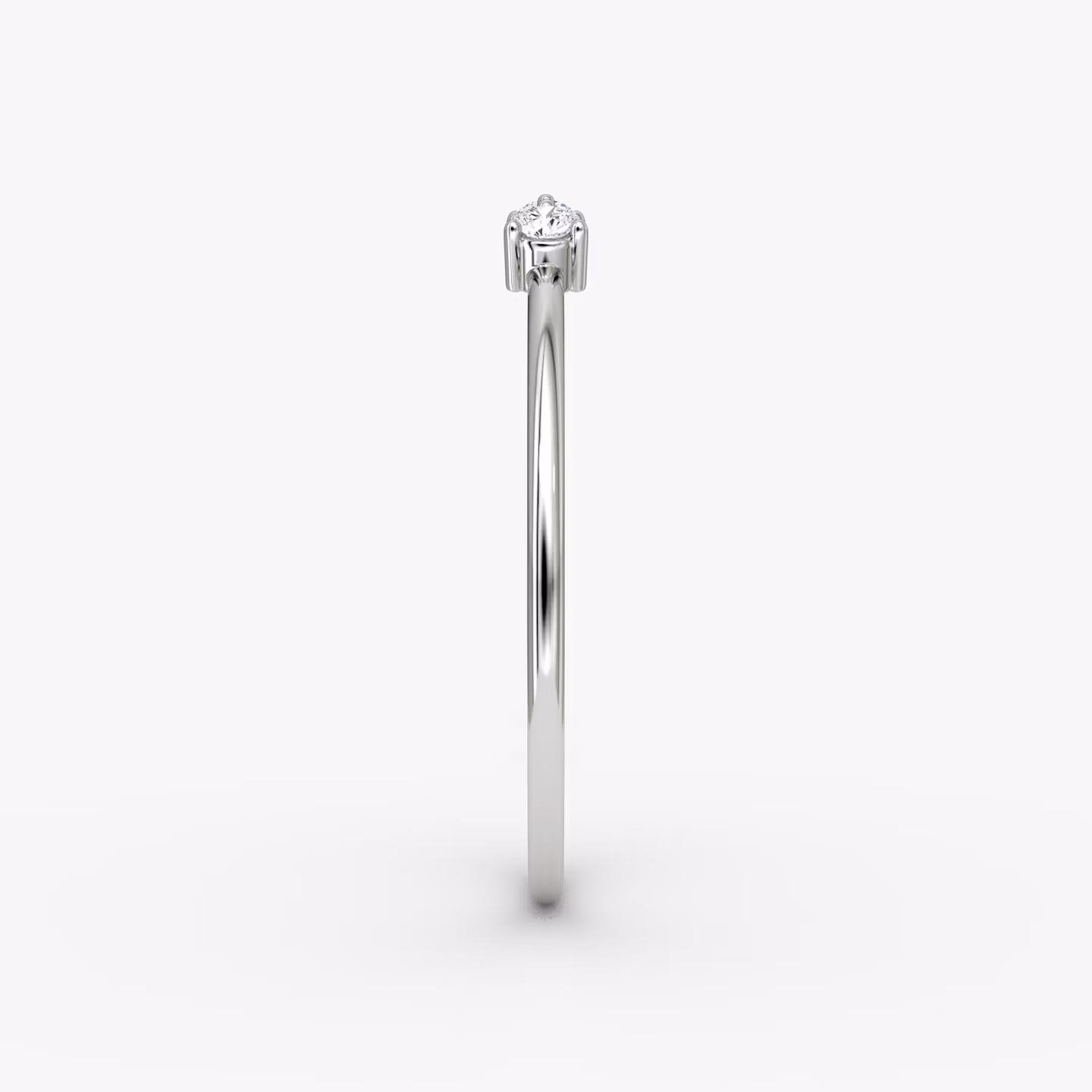 Tiny Cuff Ring | Round Brilliant | 14k | White Gold