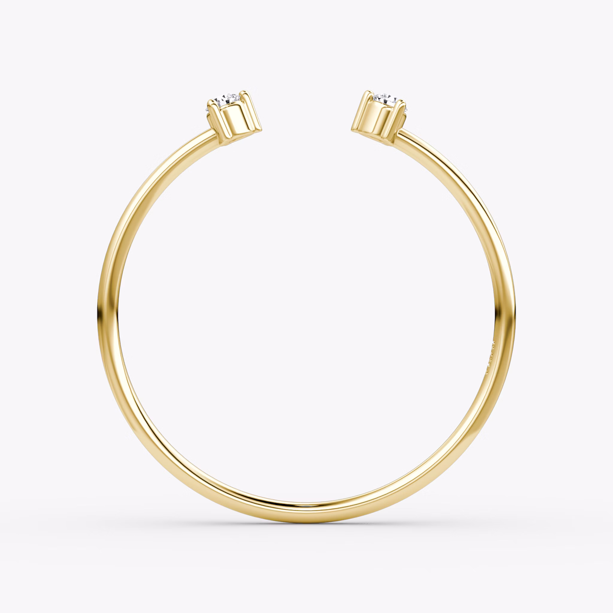 Tiny Cuff Ring | Round Brilliant | 14k | Yellow Gold