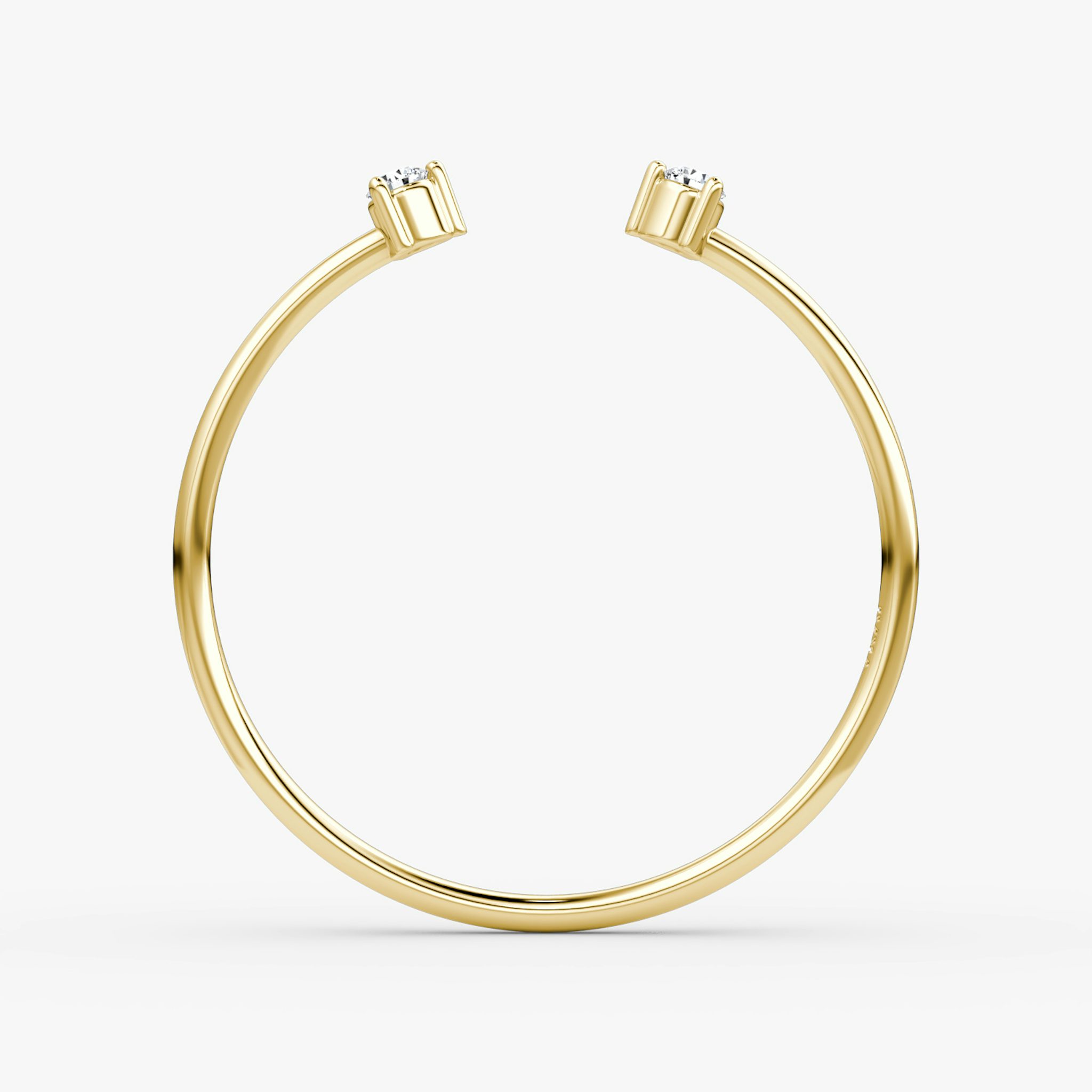 Tiny Cuff Ring | Round Brilliant | 14k | Yellow Gold