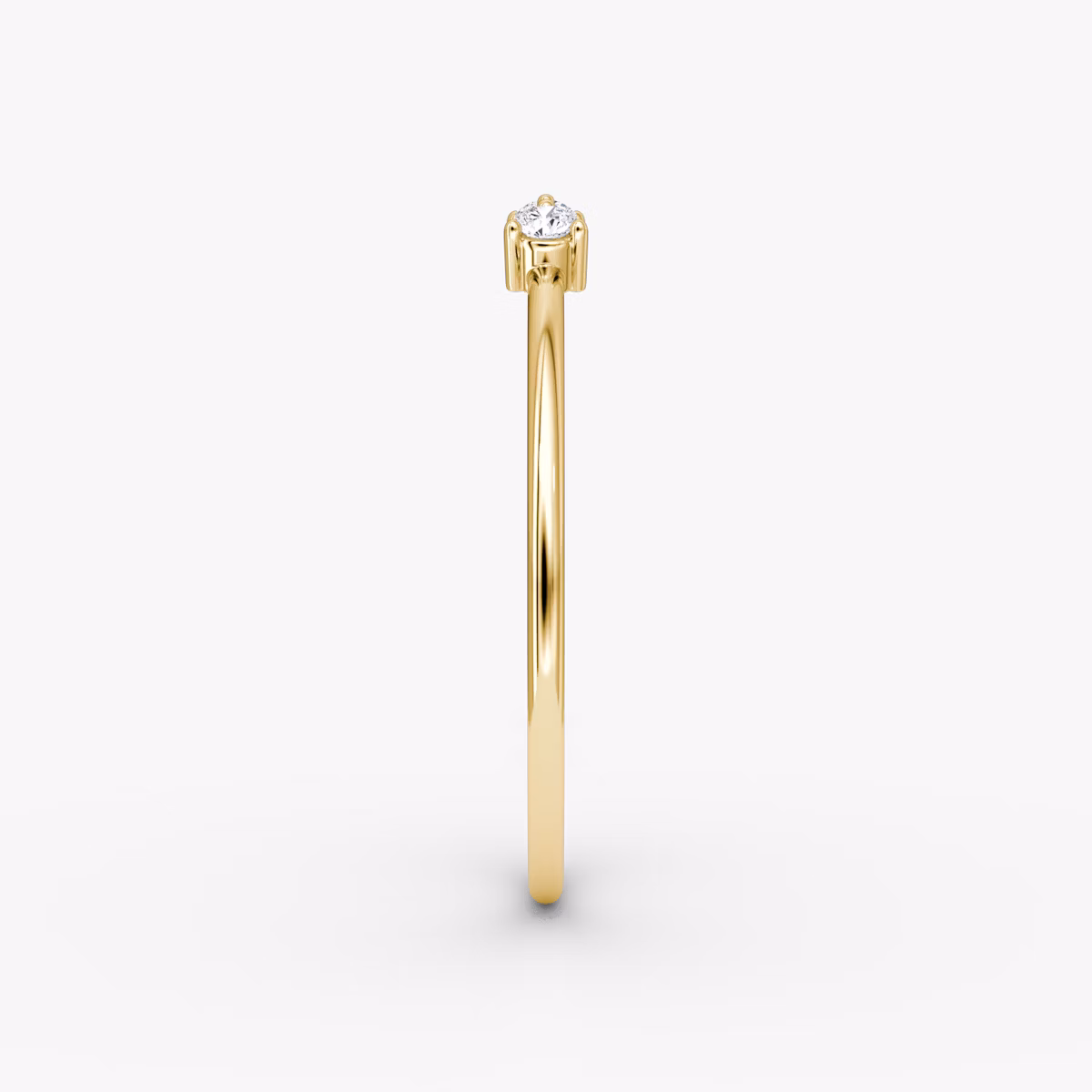 Tiny Cuff Ring | Round Brilliant | 14k | Yellow Gold