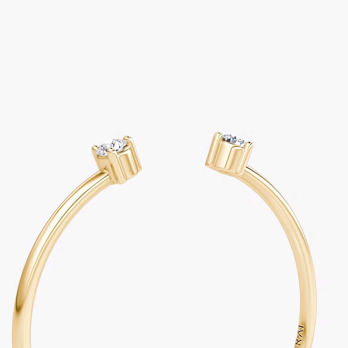 Tiny Cuff Ring | Round Brilliant | 14k | Yellow Gold