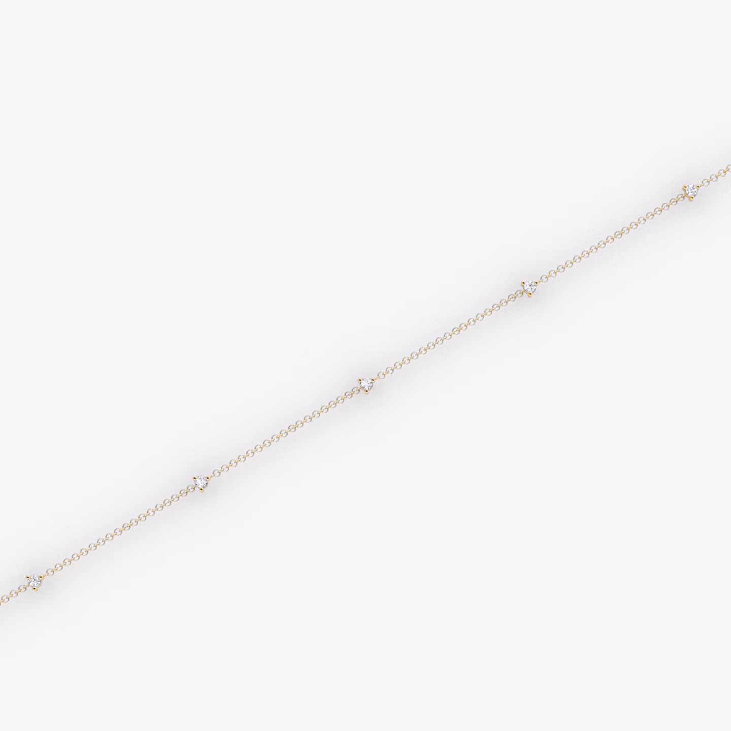 Tiny Station Bracelet | Round Brilliant | 14k | Yellow Gold | chainLength: 7